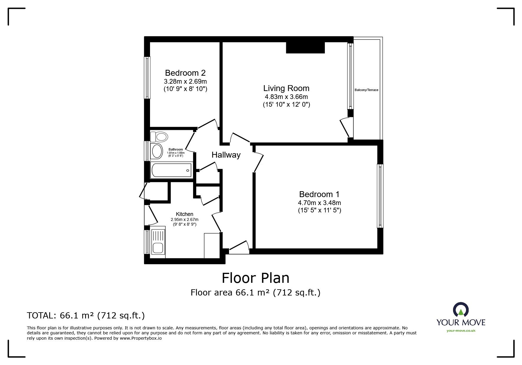 Floorplan of 2 bedroom  Flat for sale, Church Road, Polegate, East Sussex, BN26