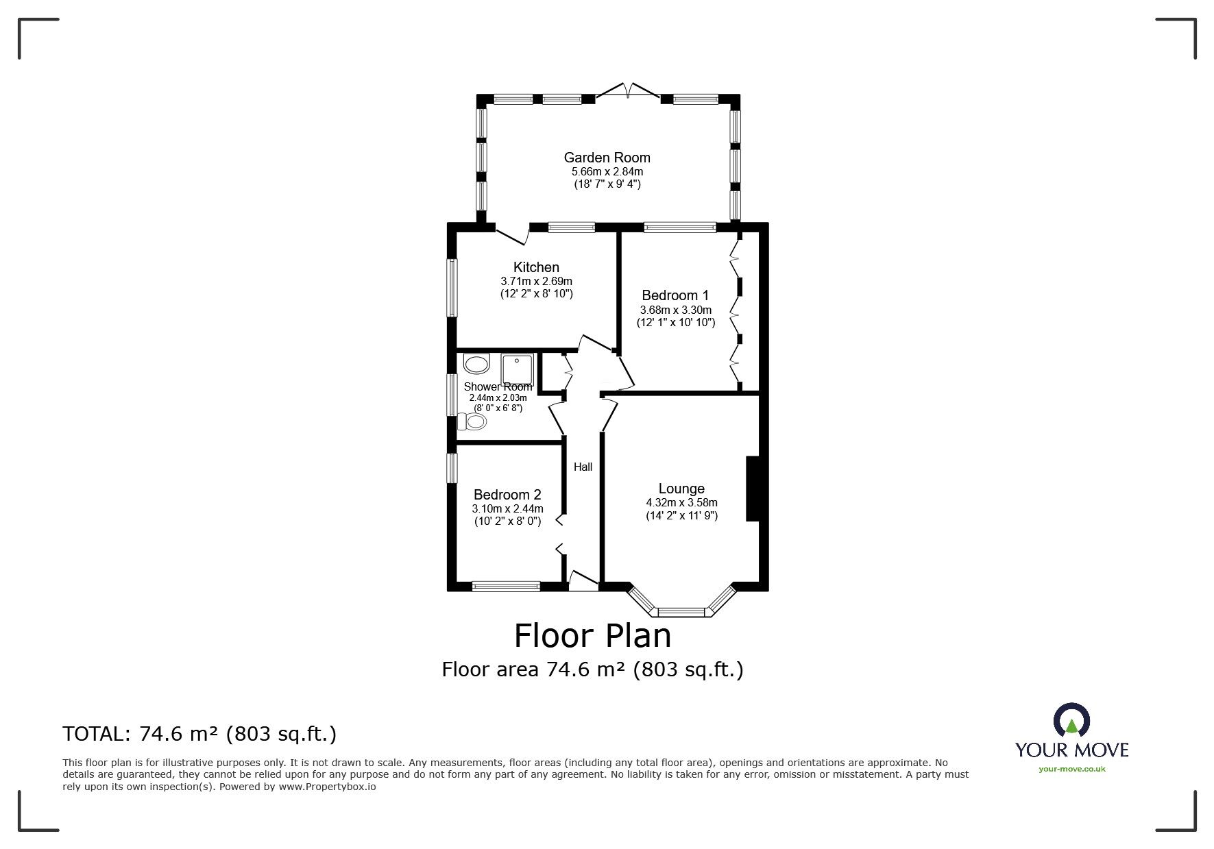 Floorplan of 2 bedroom Semi Detached Bungalow for sale, Gorringe Drive, Eastbourne, East Sussex, BN20