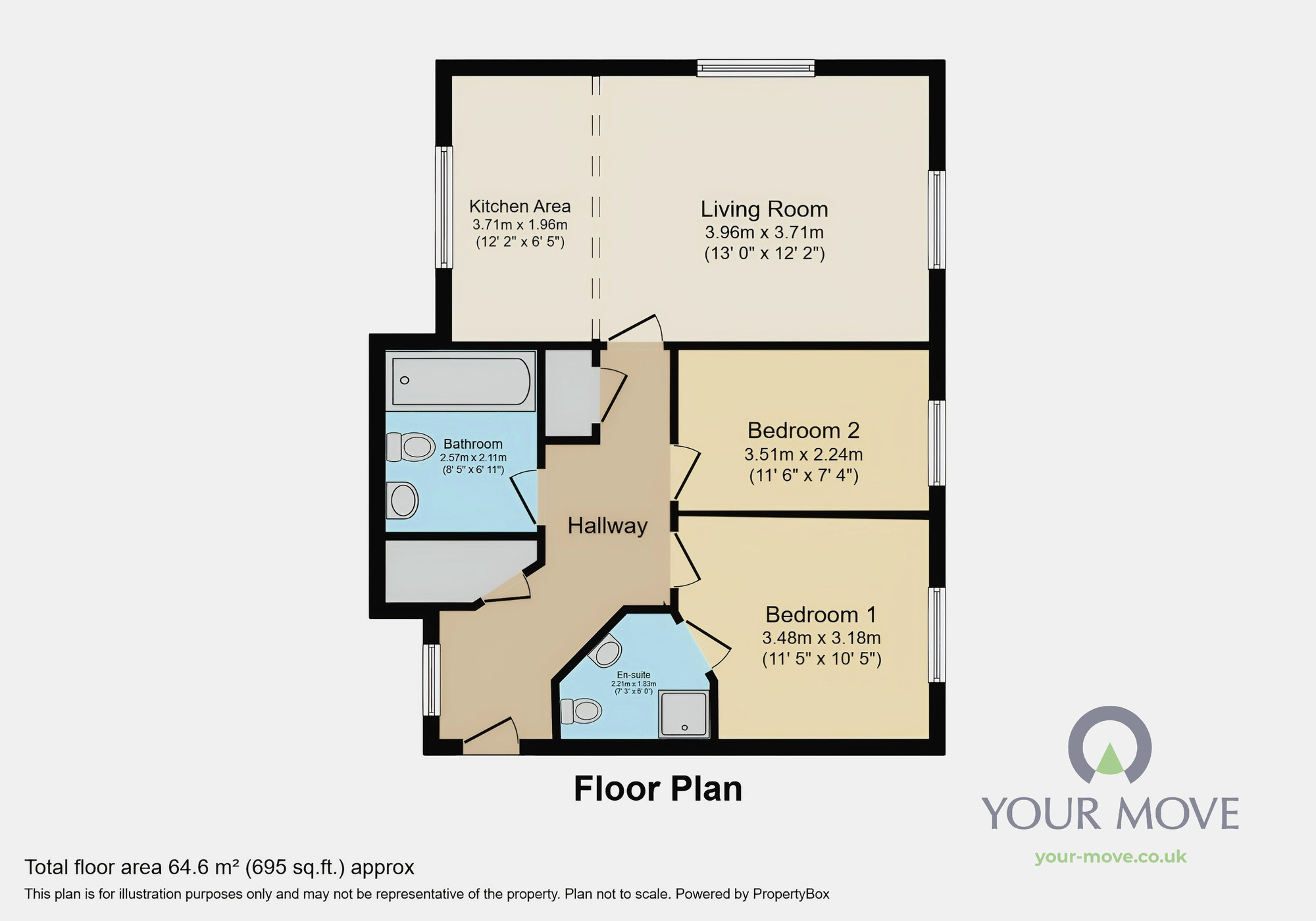 Floorplan of 2 bedroom  Flat for sale, Kensington Way, Polegate, East Sussex, BN26