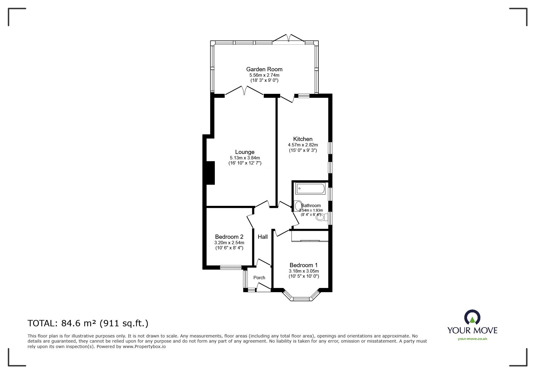 Floorplan of 2 bedroom Semi Detached Bungalow for sale, Downsvalley Road, Eastbourne, East Sussex, BN20