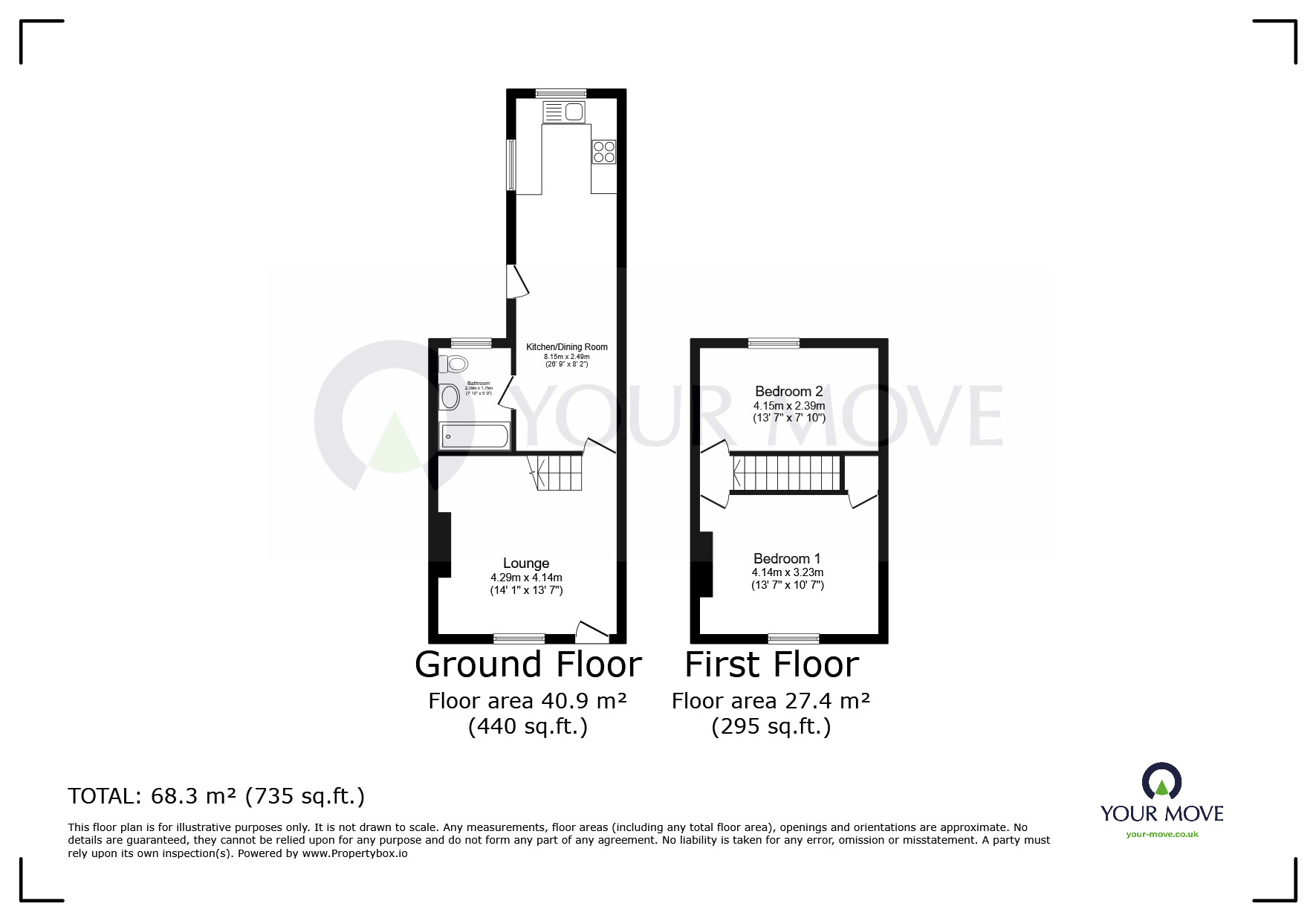 Floorplan of 2 bedroom Mid Terrace House to rent, Upper Dumpton Park Road, Ramsgate, Kent, CT11