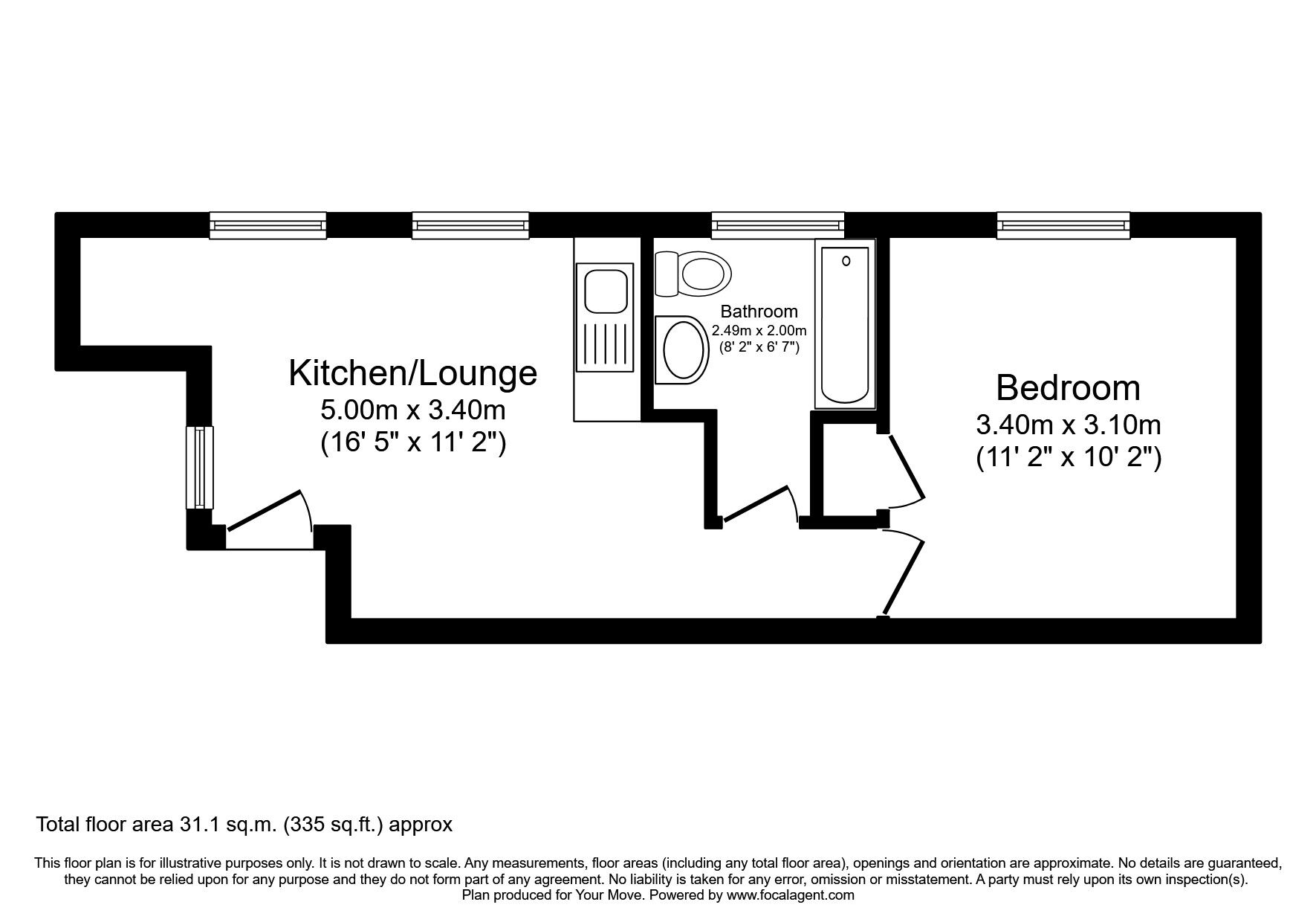 Floorplan of 1 bedroom Mid Terrace Flat for sale, Flat 3, Effingham Street, Ramsgate, Kent, CT11