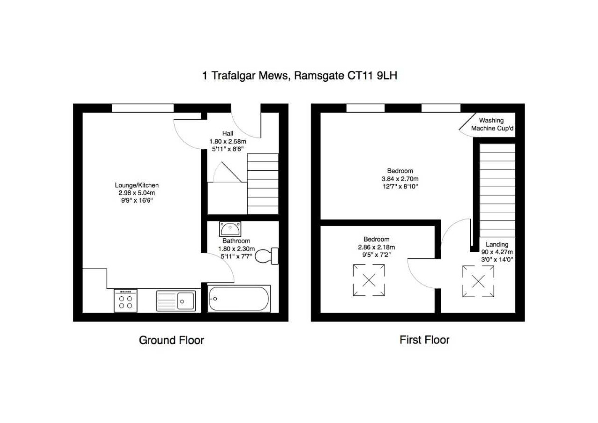 Floorplan of 2 bedroom Semi Detached House to rent, Trafalgar Mews Royal Road, Ramsgate, Kent, CT11