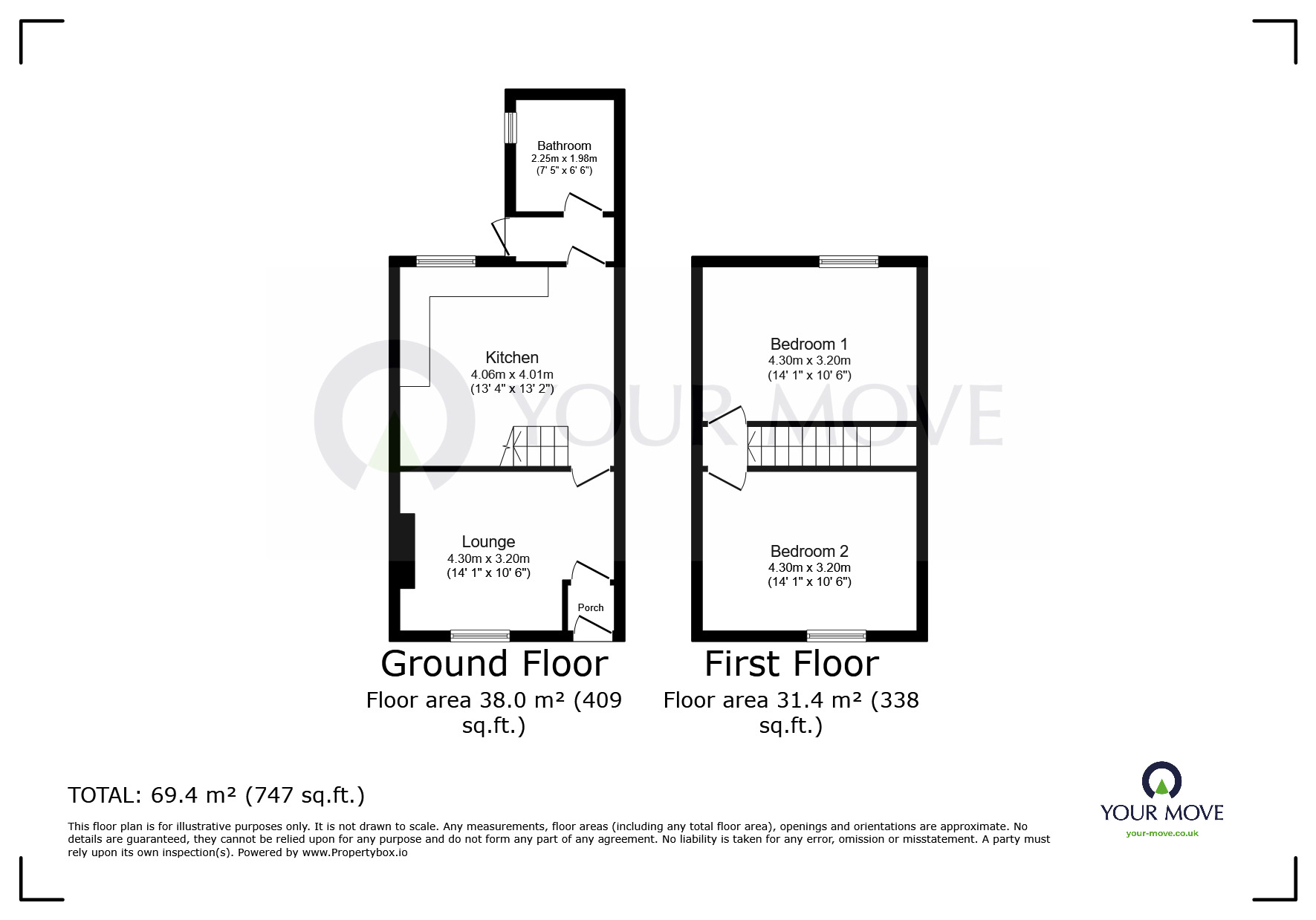 Floorplan of 2 bedroom Mid Terrace House to rent, Alexandra Road, Ramsgate, Kent, CT11