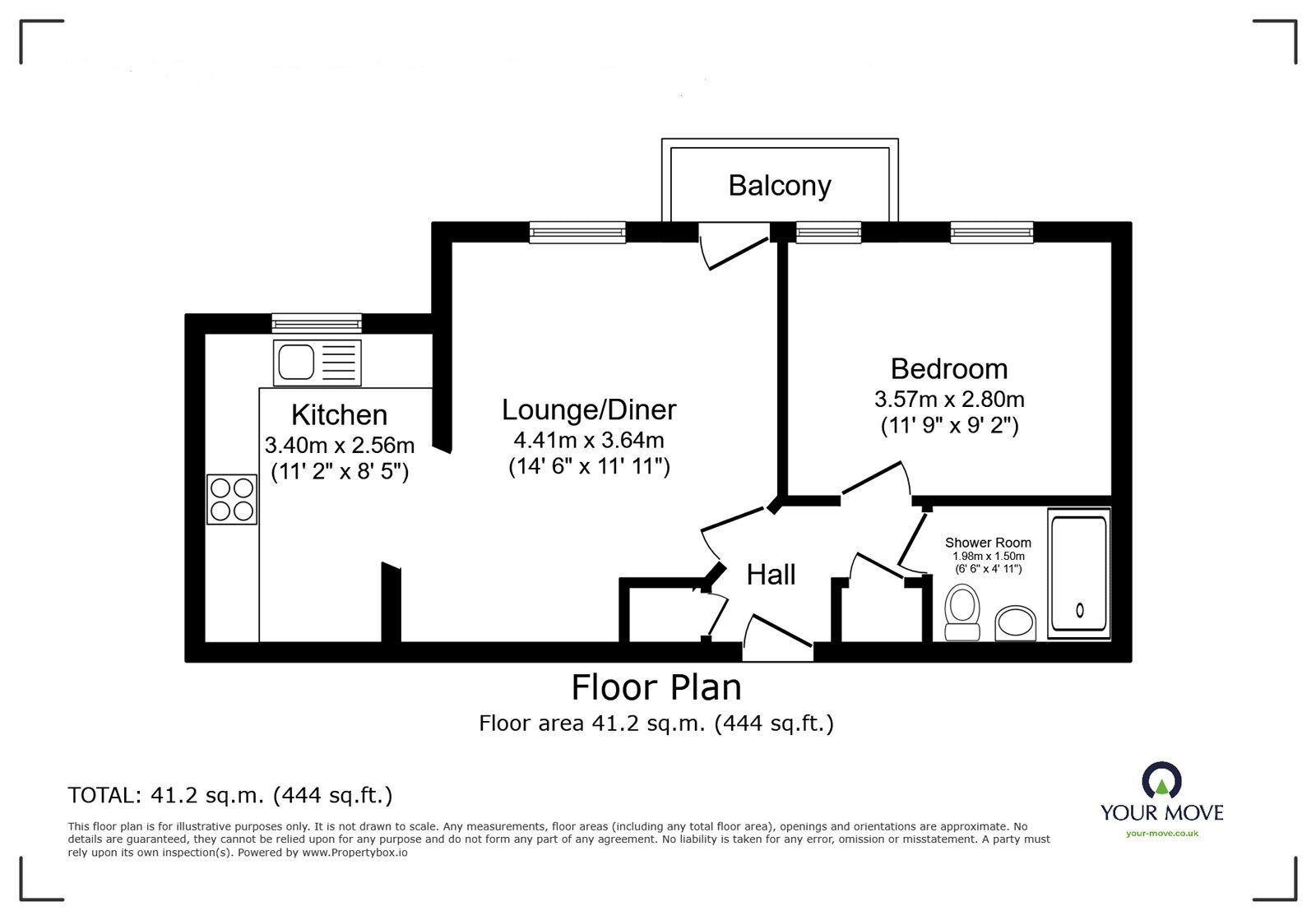 Floorplan of 1 bedroom  Flat for sale, Fortuna Court, High Street, Kent, CT11