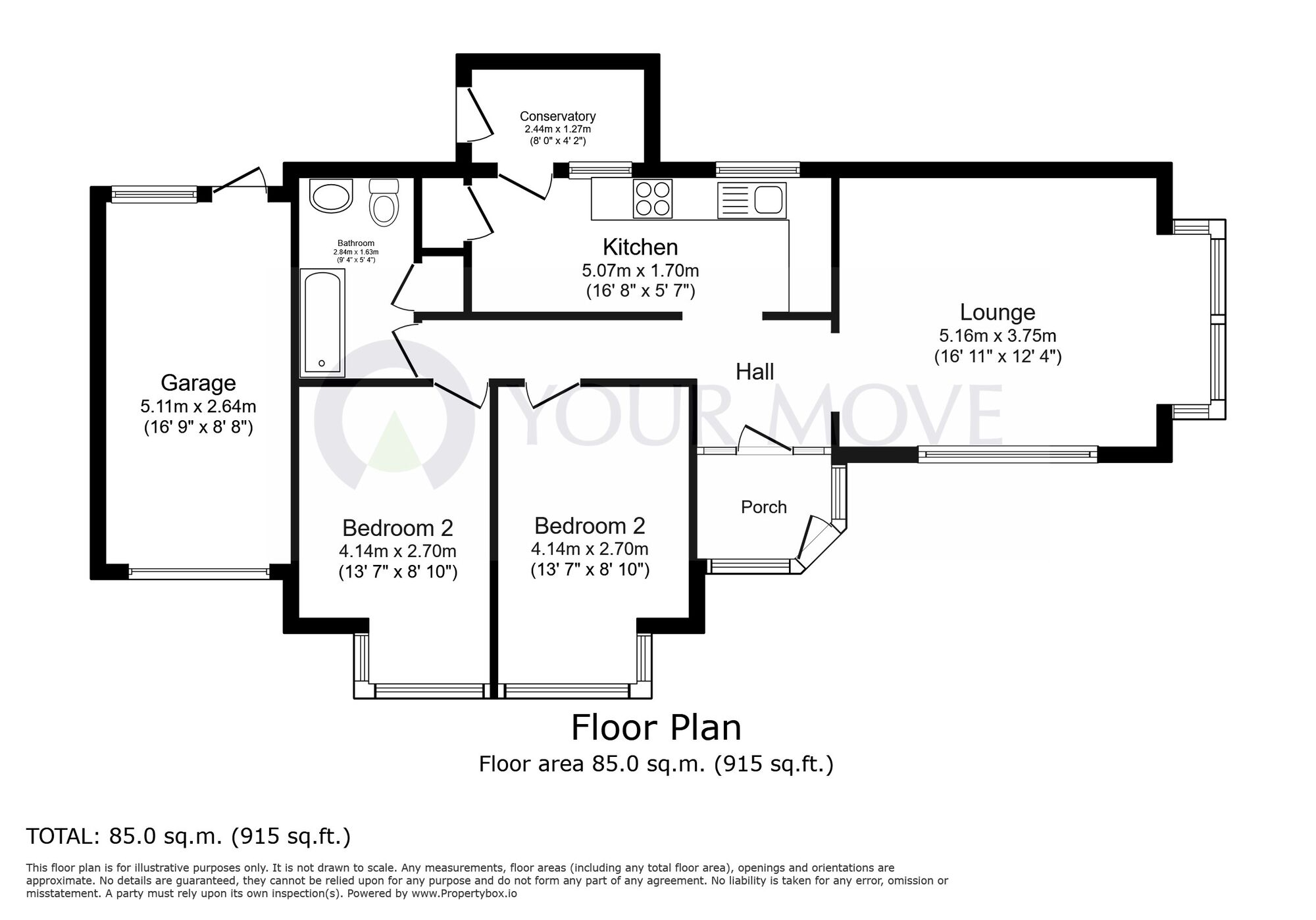 Floorplan of 2 bedroom Detached Bungalow for sale, Violet Avenue, Ramsgate, Kent, CT12