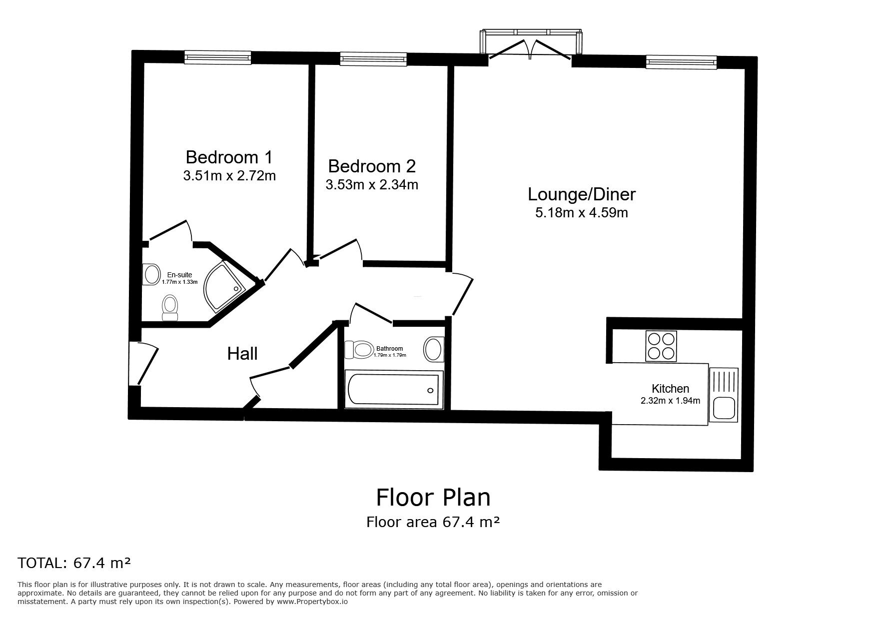 Floorplan of 2 bedroom  Flat for sale, Cannonbury Road, Ramsgate, Kent, CT11