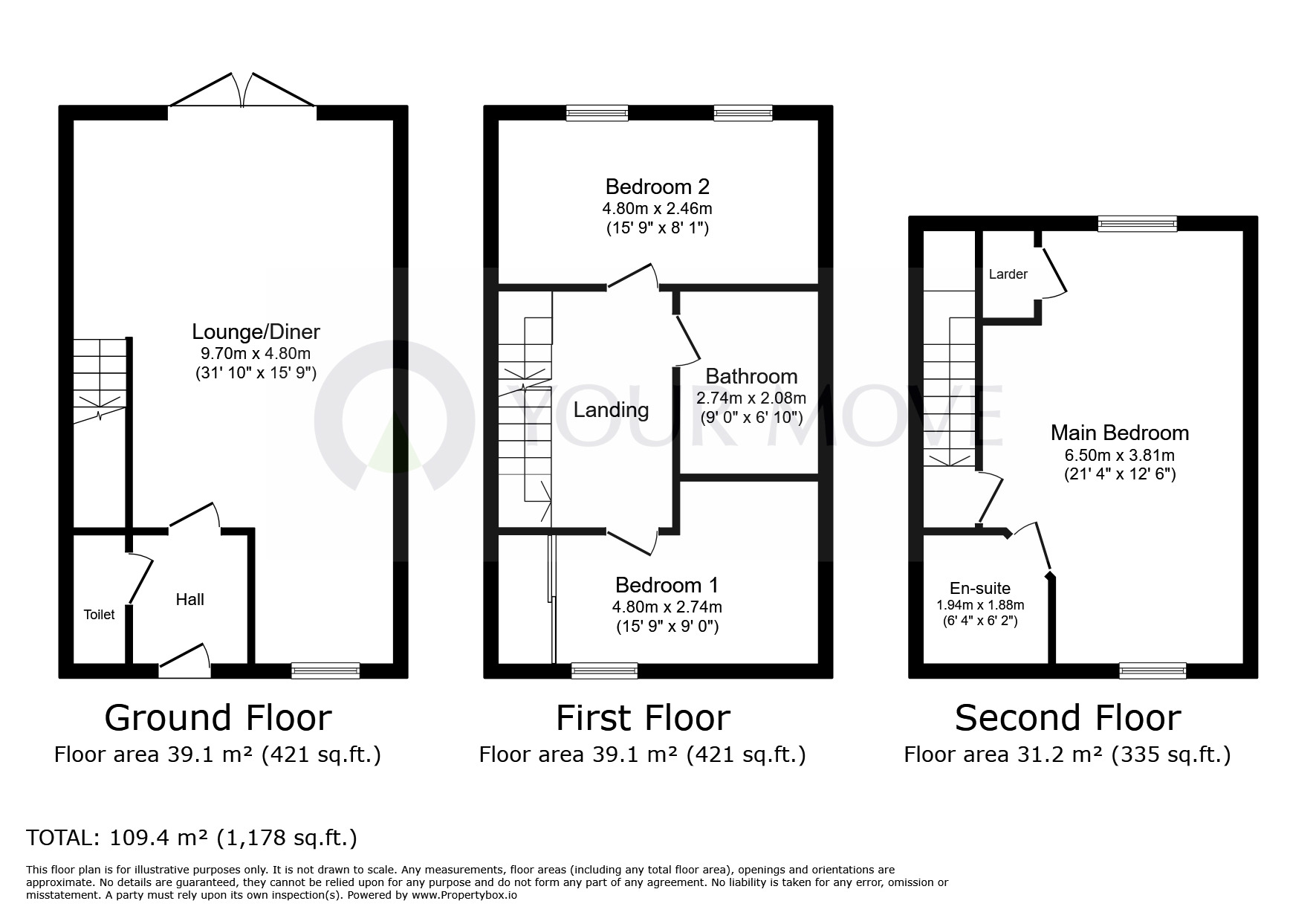 Floorplan of 3 bedroom Mid Terrace House to rent, Observatory Way, Ramsgate, Kent, CT12