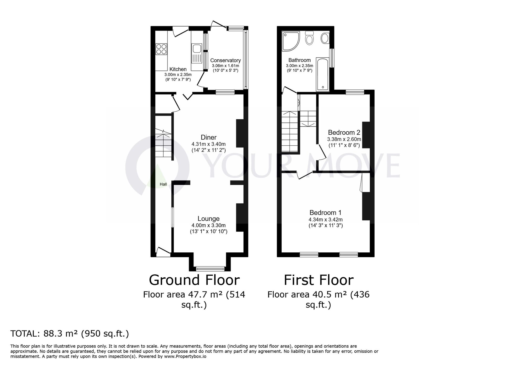 Floorplan of 2 bedroom Mid Terrace House for sale, Church Road, Ramsgate, Kent, CT11