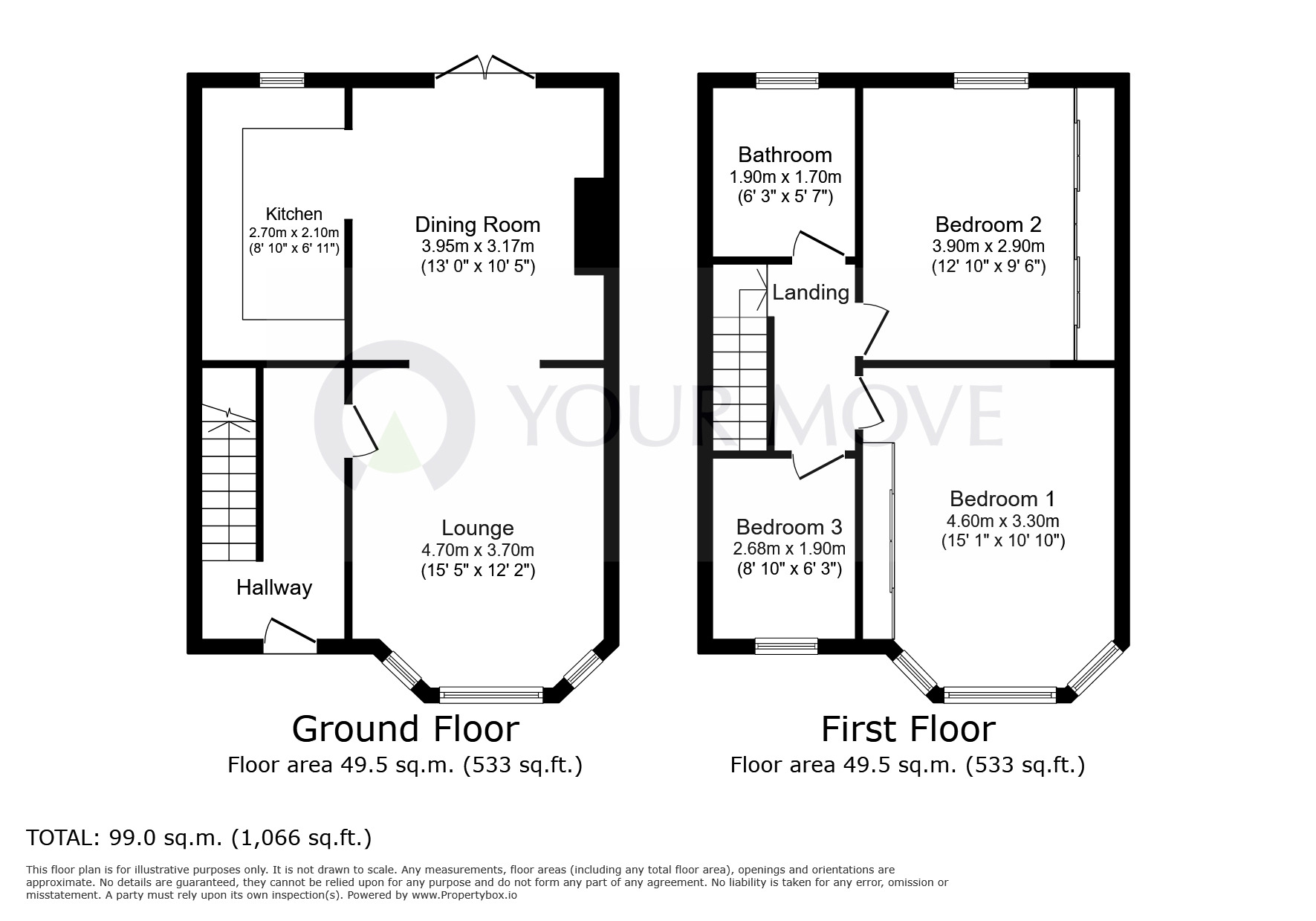 Floorplan of 3 bedroom Mid Terrace House to rent, Napleton Road, Ramsgate, Kent, CT11