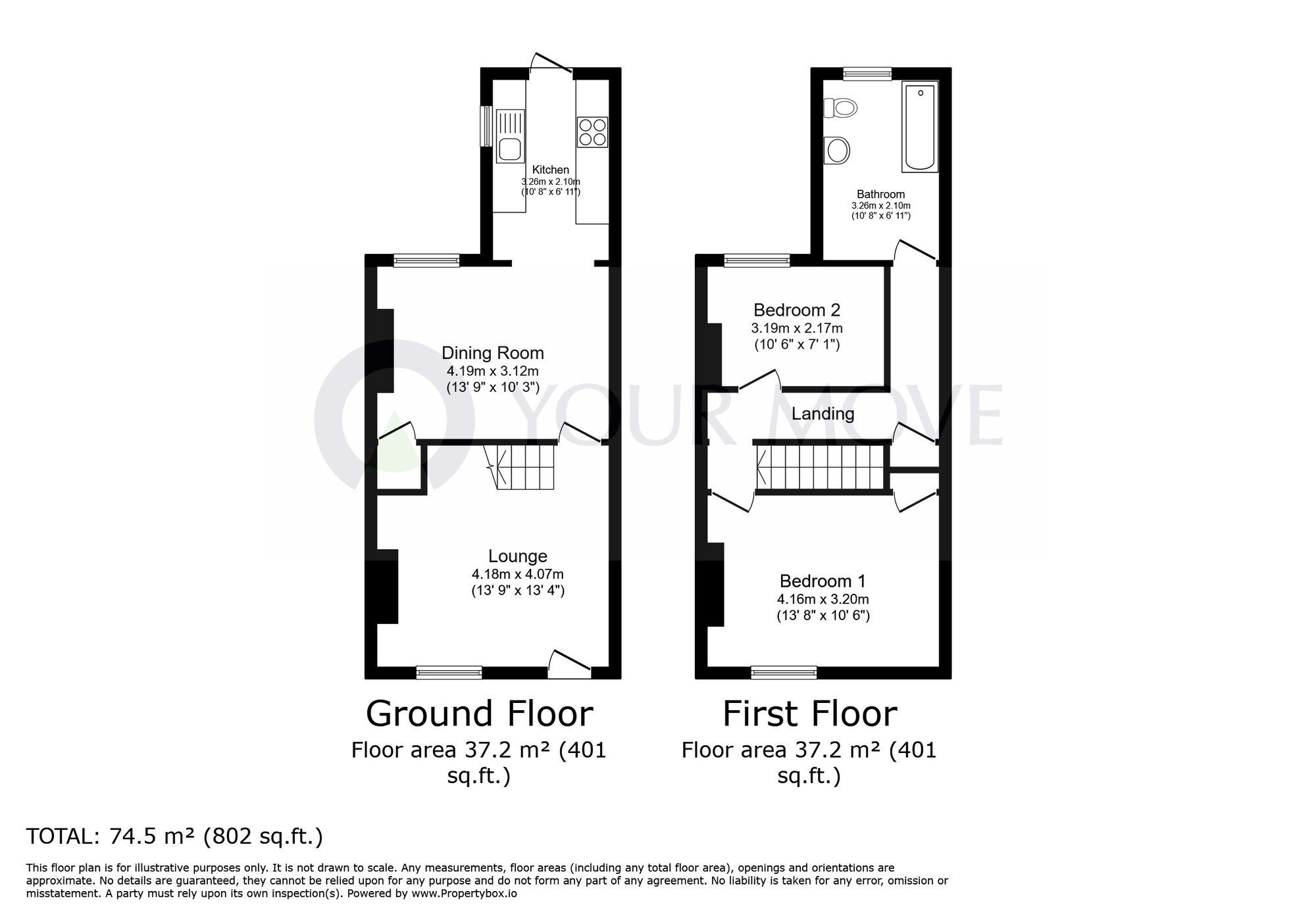 Floorplan of 2 bedroom Mid Terrace House for sale, Alexandra Road, Ramsgate, Kent, CT11