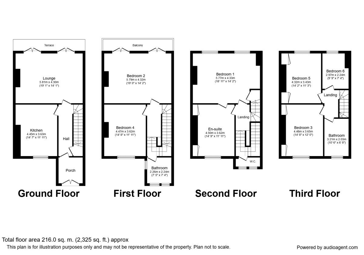 Floorplan of 6 bedroom Mid Terrace Property to rent, Westcliff Terrace Mansions, Pegwell Road, Kent, CT11