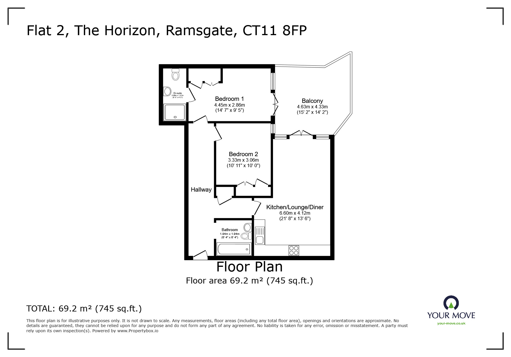 Floorplan of 2 bedroom  Flat for sale, Beach Drive, Ramsgate, Kent, CT11