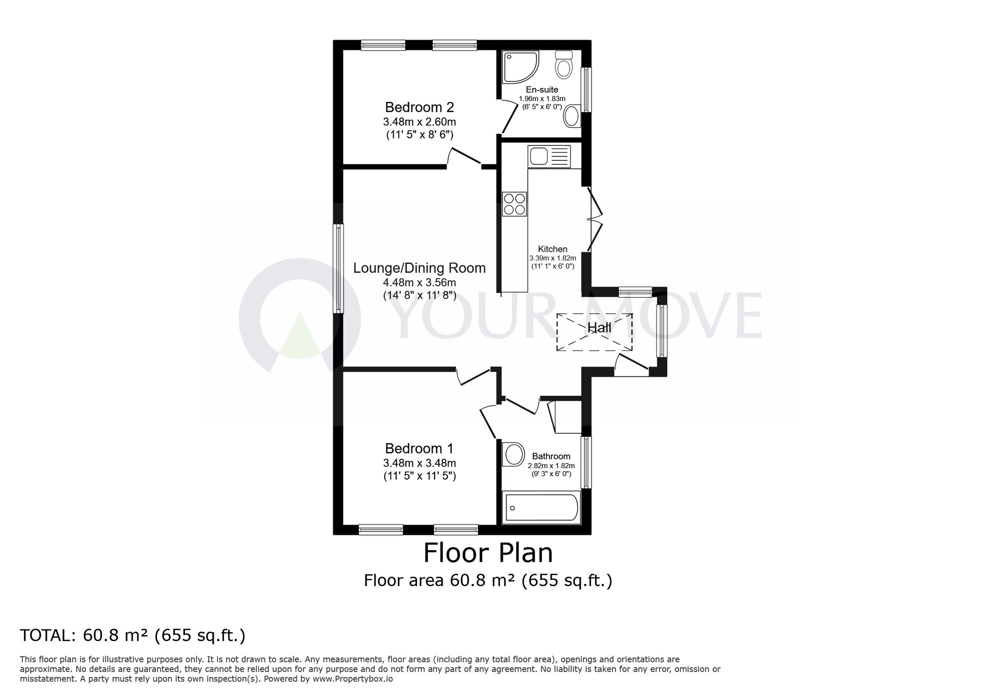 Floorplan of 2 bedroom Detached Bungalow for sale, Crescent Road, Ramsgate, Kent, CT11