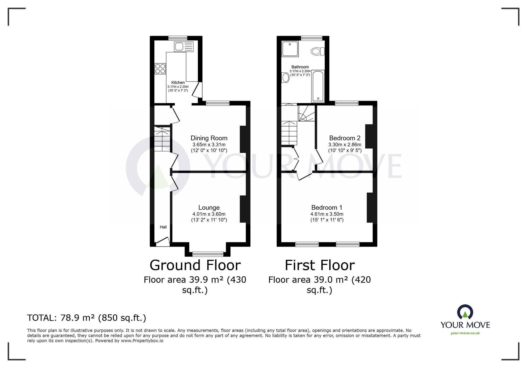 Floorplan of 2 bedroom Mid Terrace House for sale, Dane Road, Ramsgate, Kent, CT11