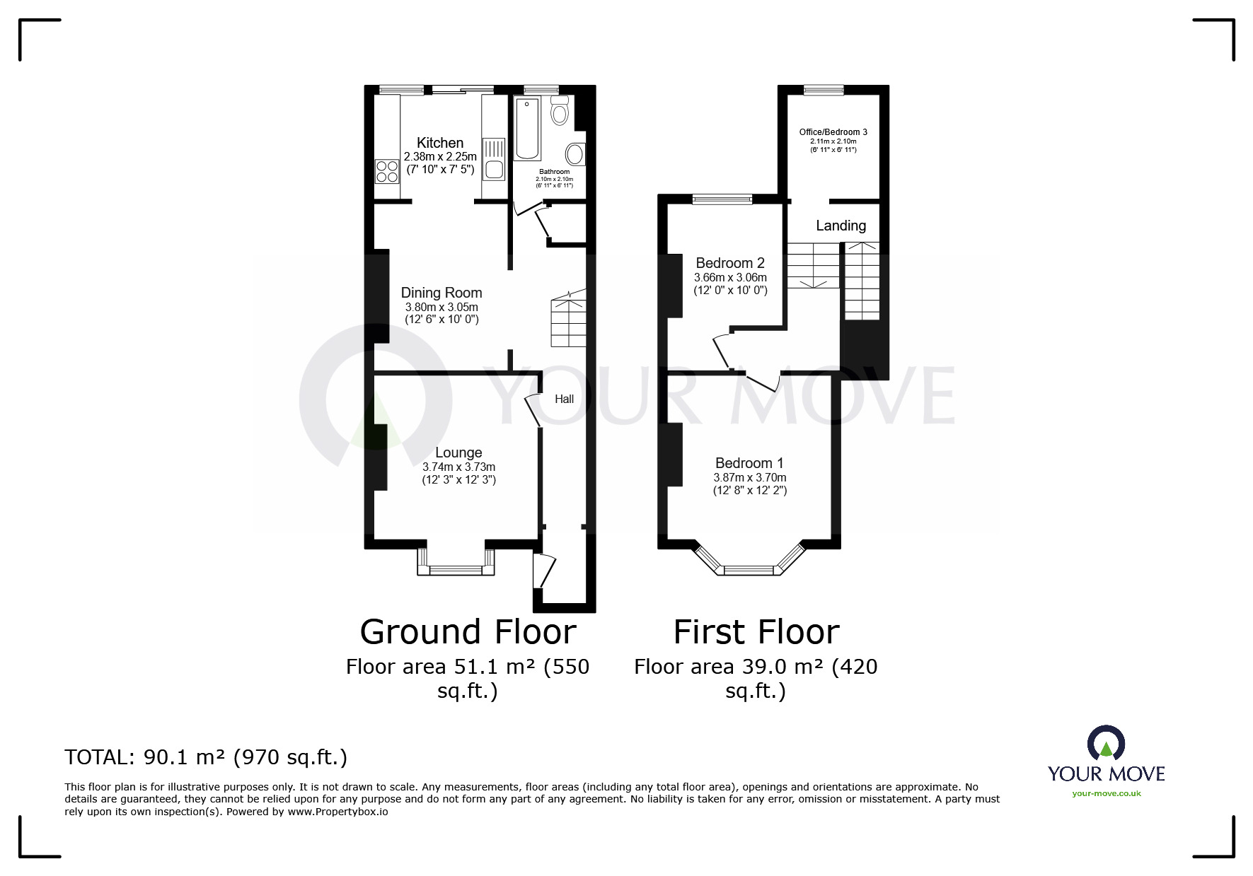 Floorplan of 3 bedroom  Flat for sale, Codrington Road, Ramsgate, Kent, CT11