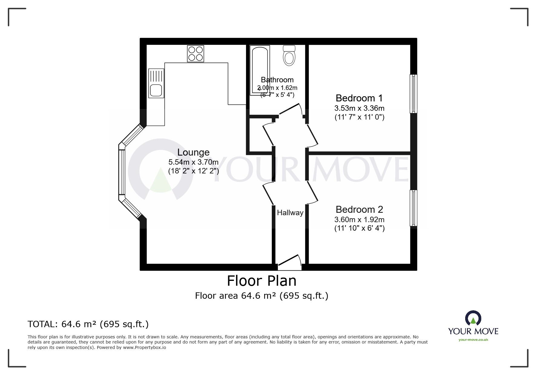 Floorplan of 2 bedroom  Flat to rent, Crescent Road, Ramsgate, Kent, CT11