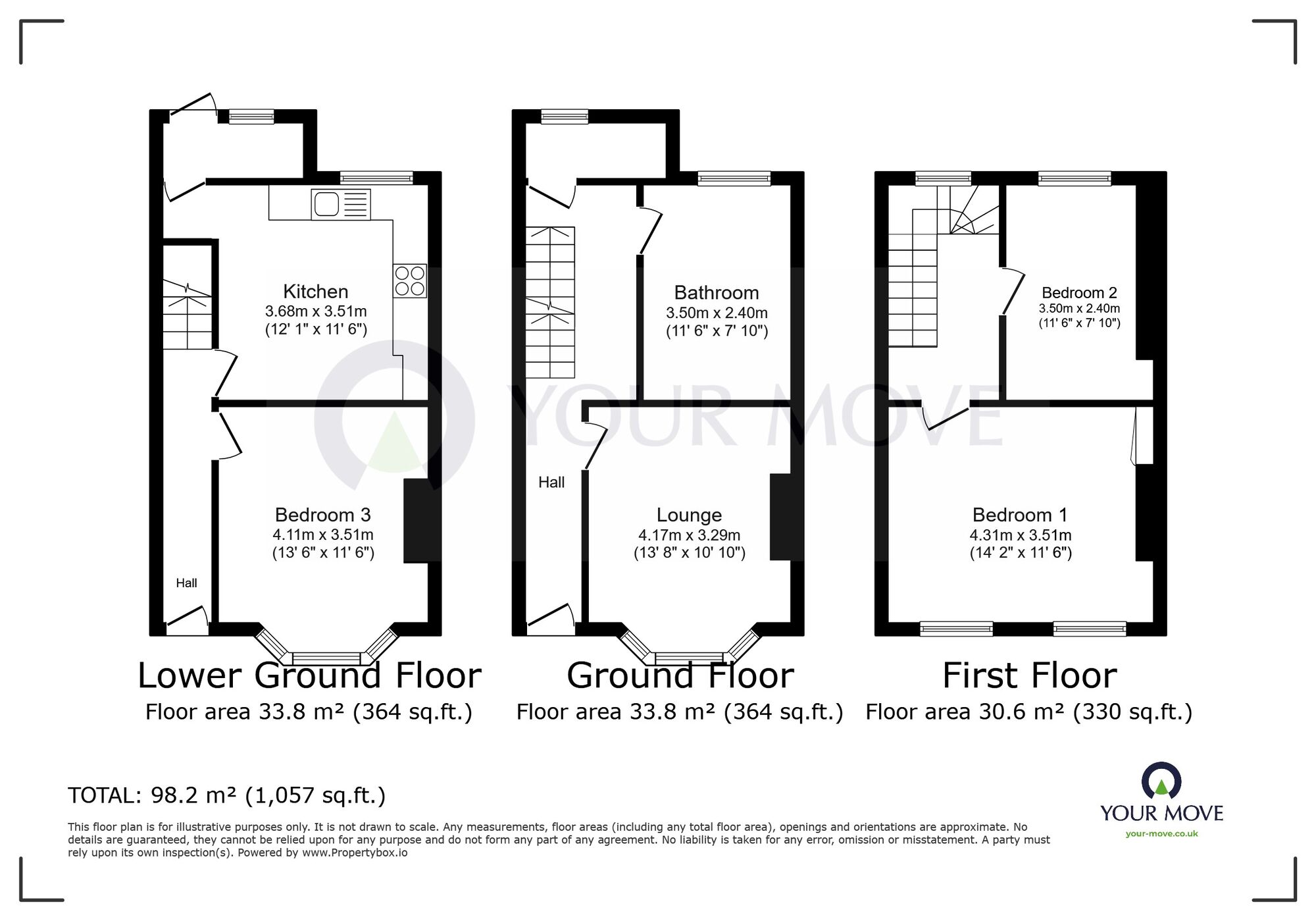 Floorplan of 3 bedroom Mid Terrace House for sale, Percy Road, Kent, CT11