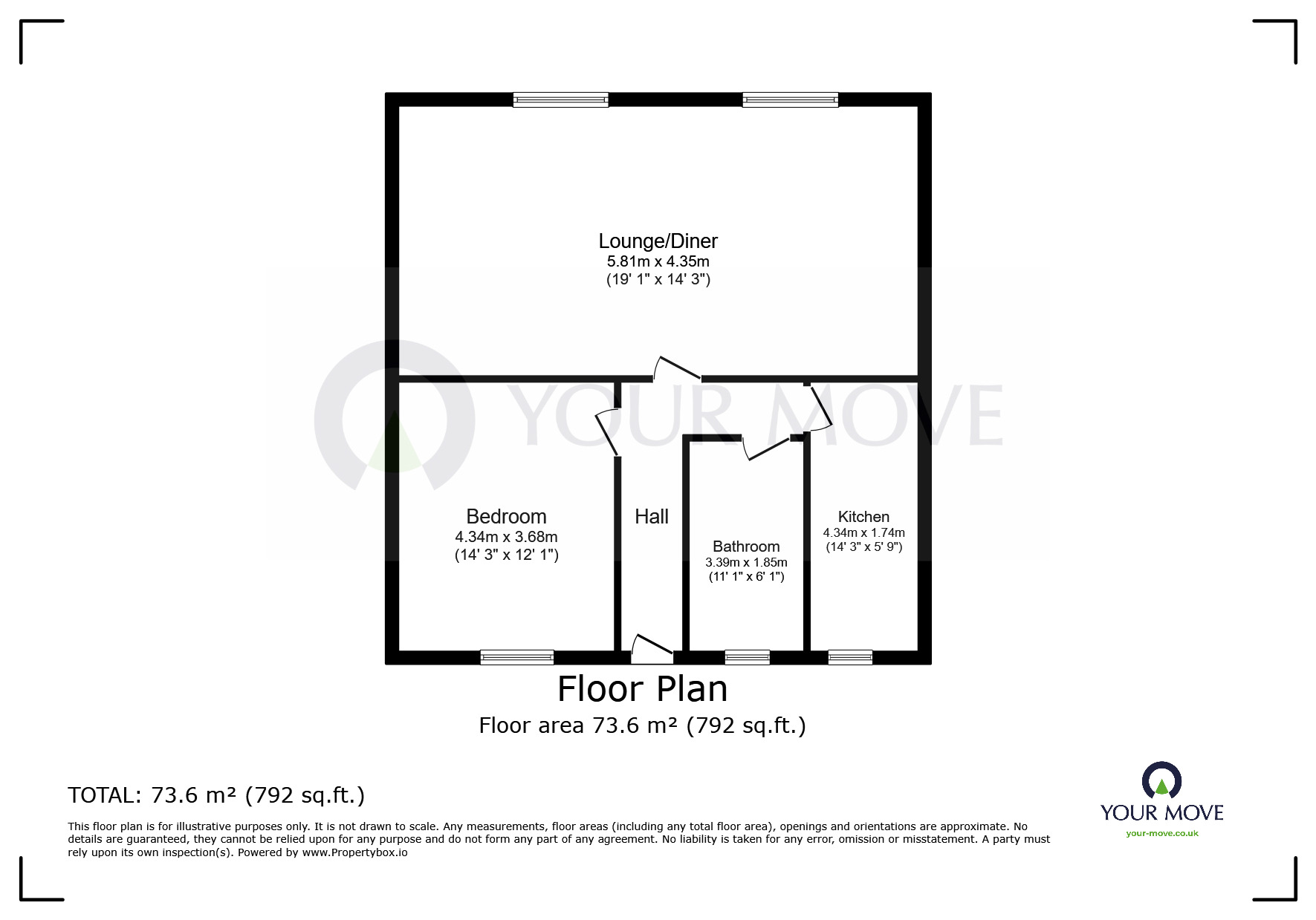 Floorplan of 1 bedroom  Flat to rent, Westcliff Terrace Mansions, Pegwell Road, Kent, CT11