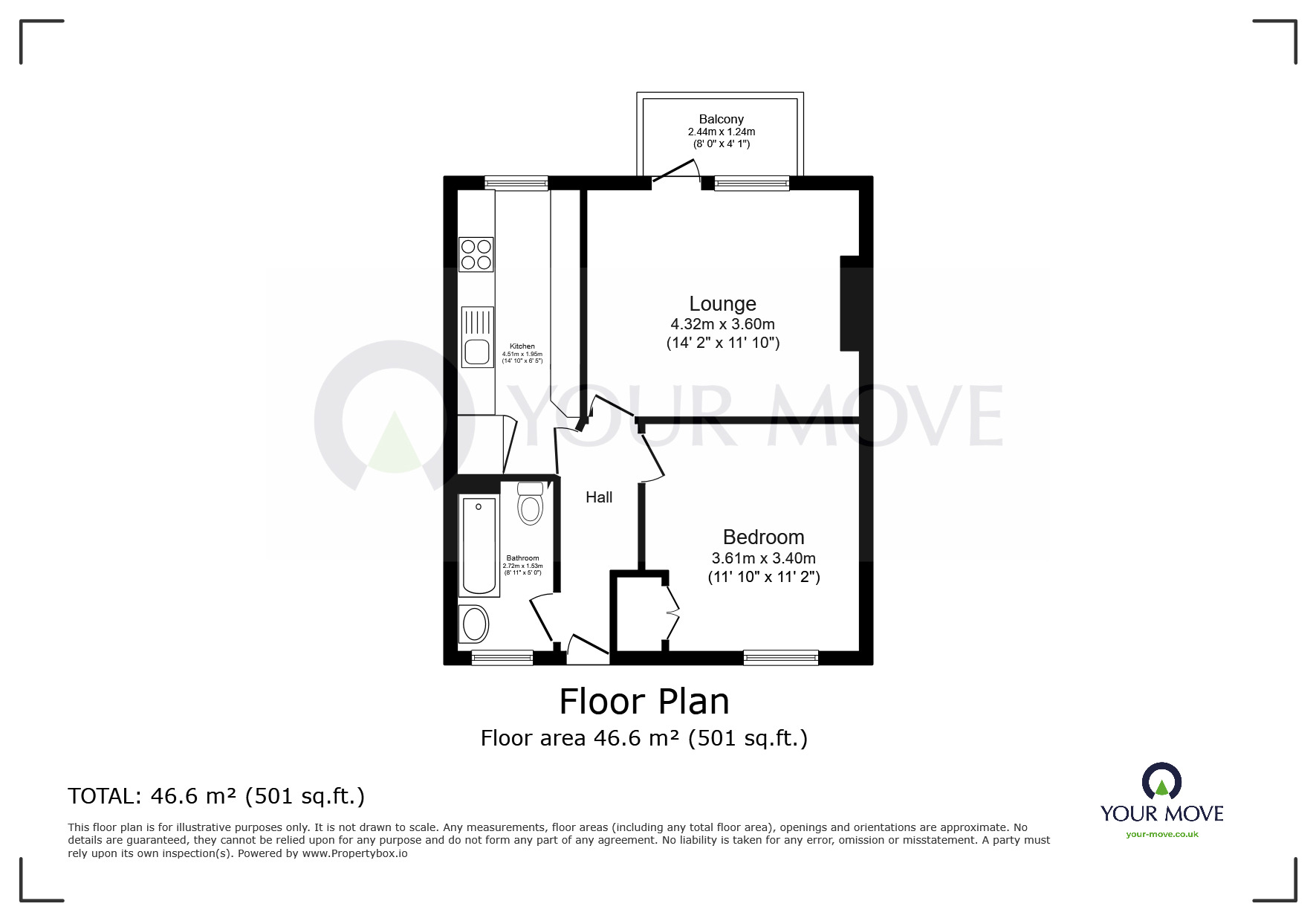 Floorplan of 1 bedroom  Flat for sale, Highfield Road, Ramsgate, Kent, CT12