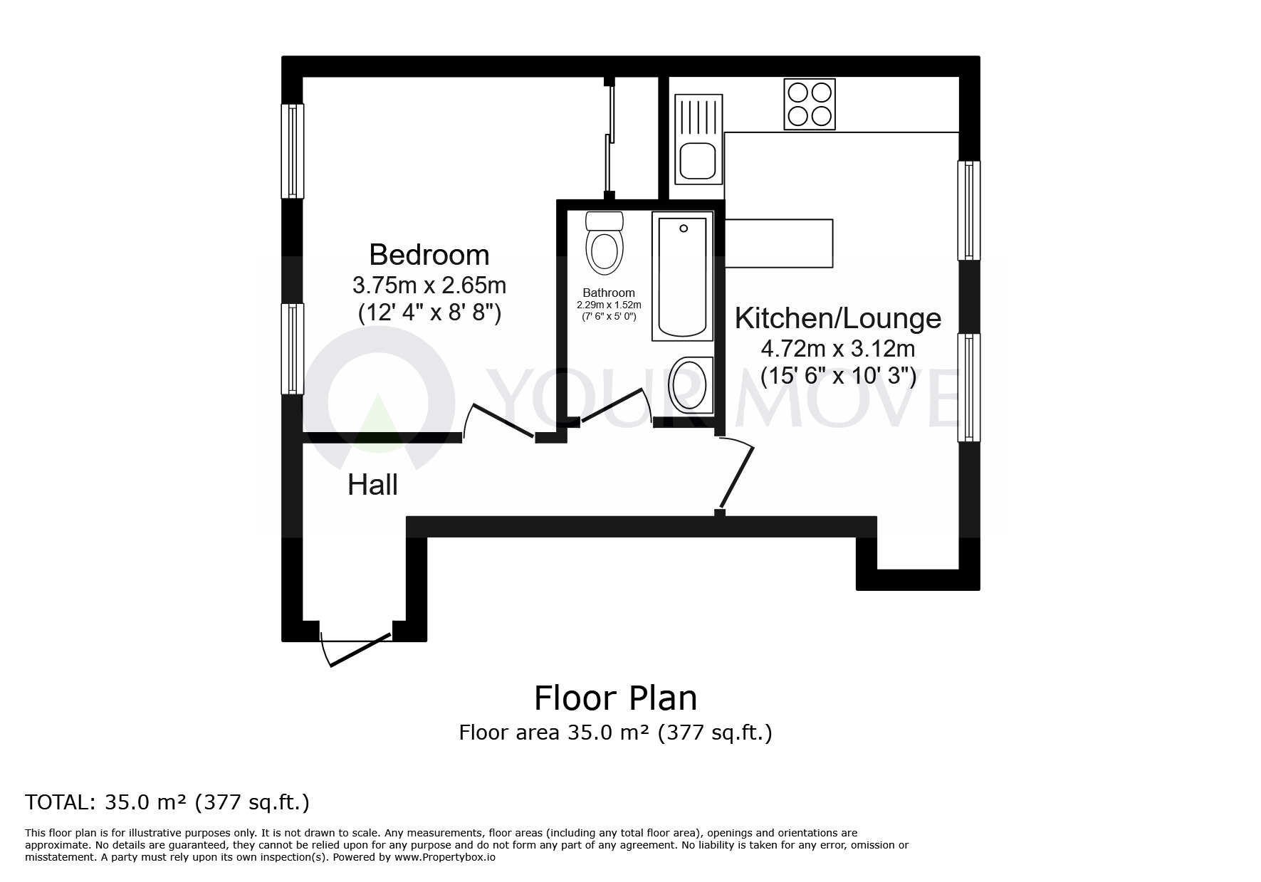 Floorplan of 1 bedroom  Flat to rent, Camden Square, Ramsgate, Kent, CT11