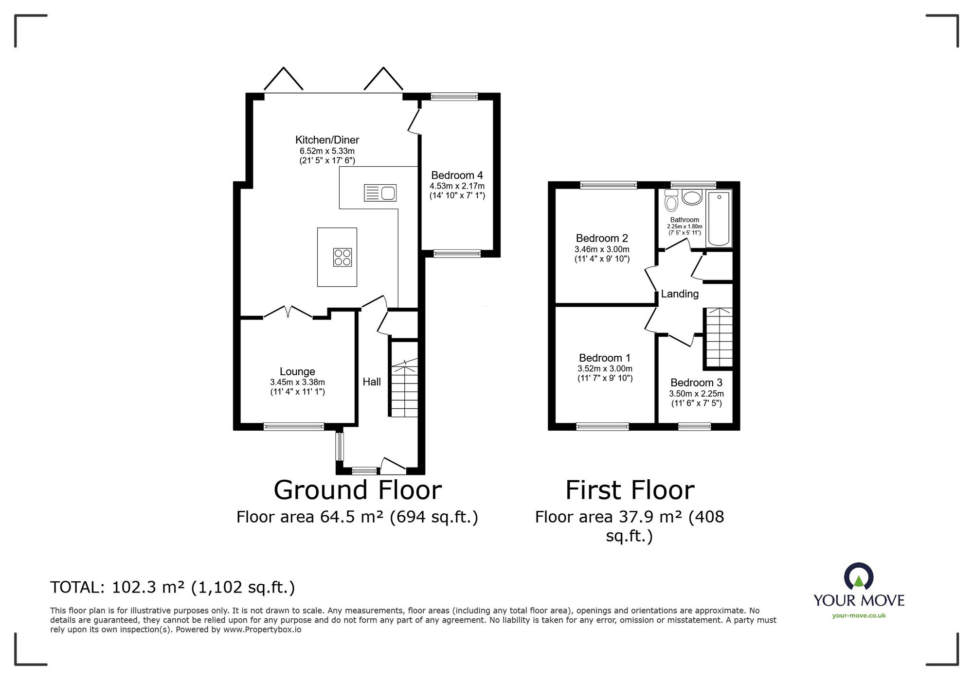 Floorplan of 4 bedroom Semi Detached House for sale, Kentmere Avenue, Ramsgate, Kent, CT11