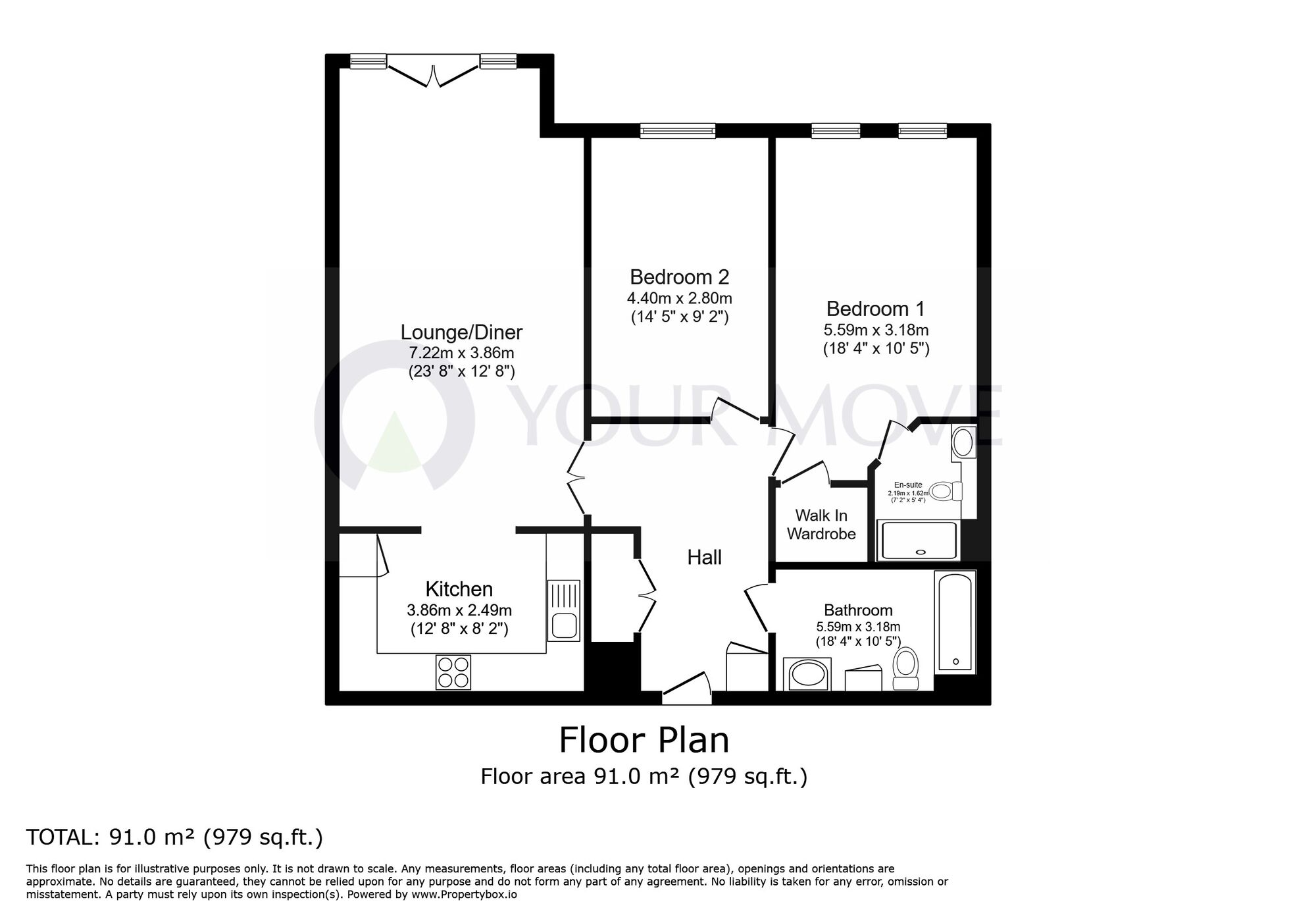 Floorplan of 2 bedroom  Flat to rent, Foreland Heights, Broadstairs, Kent, CT10