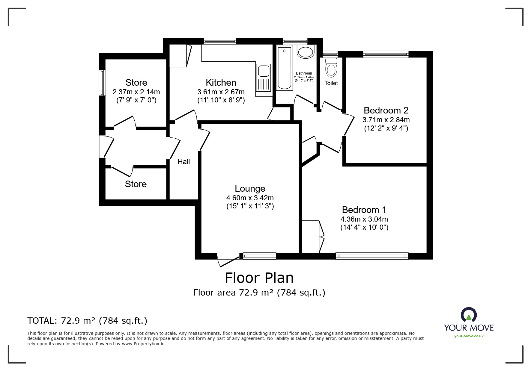 Floorplan of 2 bedroom  Flat for sale, Molineux Road, Minster, Kent, CT12