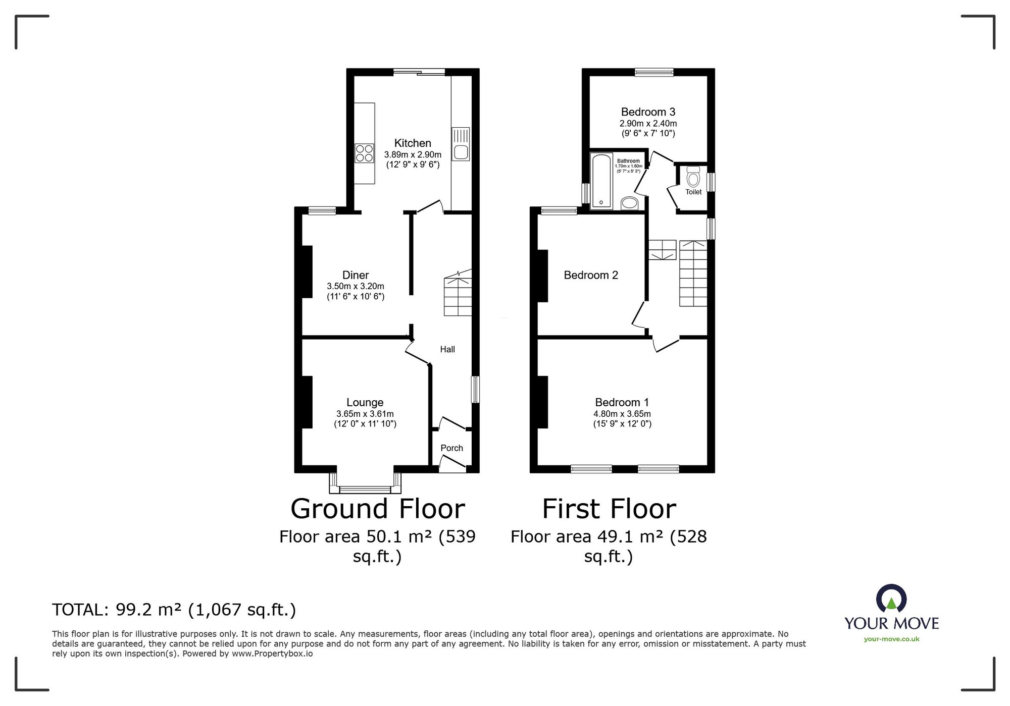 Floorplan of 3 bedroom Semi Detached House for sale, Lyndhurst Road, Broadstairs, Kent, CT10