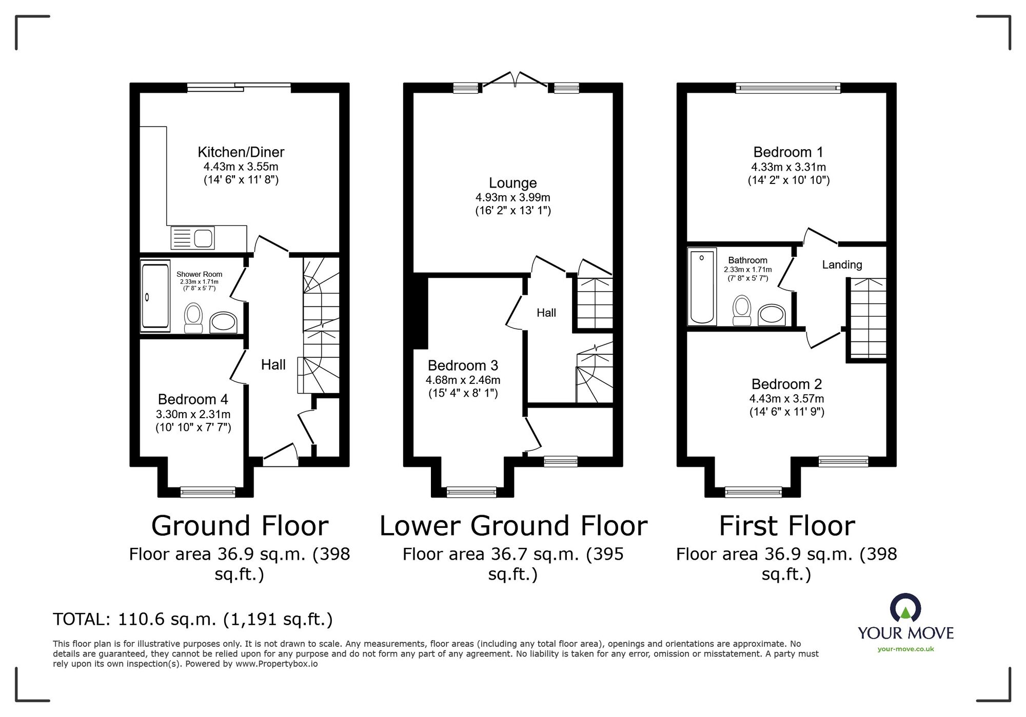 Floorplan of 4 bedroom Mid Terrace House for sale, Grange Road, Ramsgate, Kent, CT11