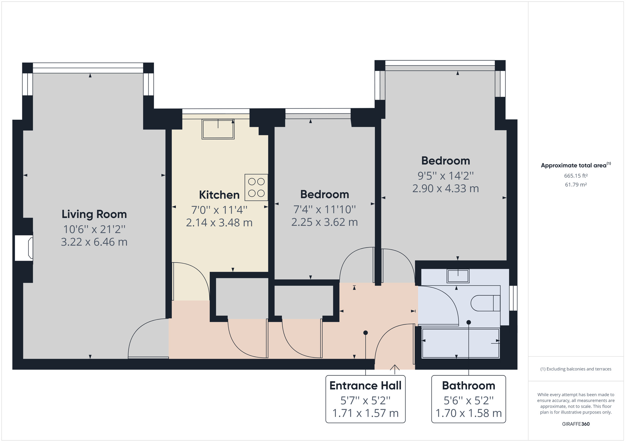 Floorplan of 2 bedroom  Flat for sale, Winston Close, Romford, RM7