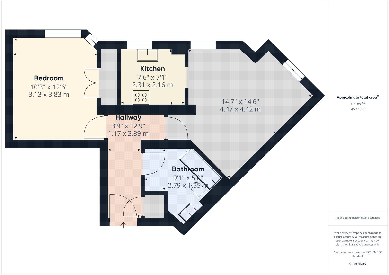 Floorplan of 1 bedroom  Flat to rent, Bushy Close, Romford, RM1