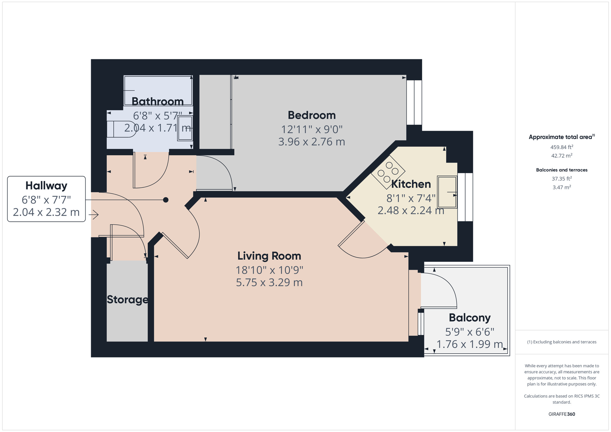 Floorplan of 1 bedroom  Flat for sale, White Hart Lane, Romford, RM7