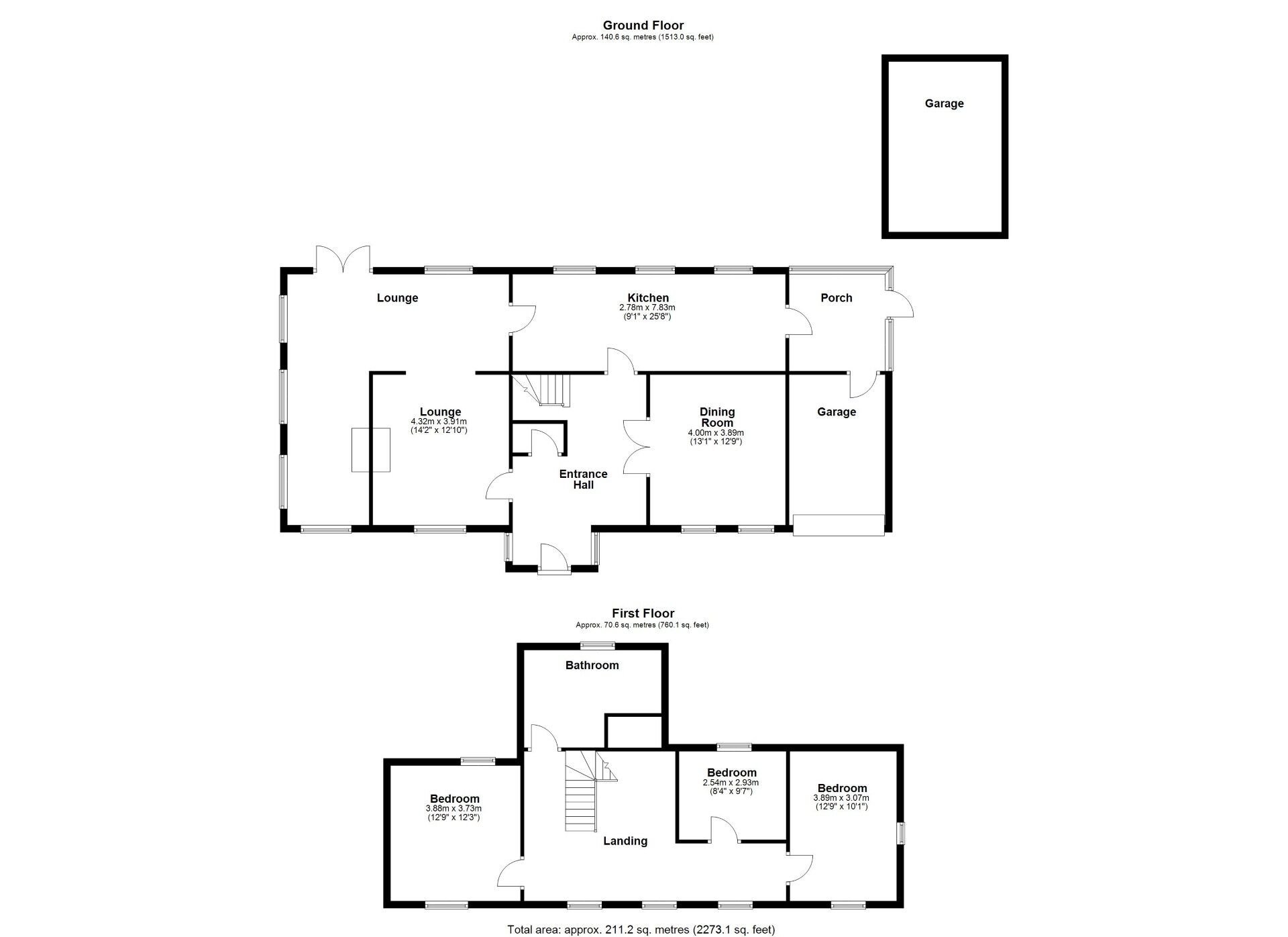 Floorplan of 3 bedroom Detached House for sale, Lodge Close, Hamsterley Mill, Rowlands Gill, NE39