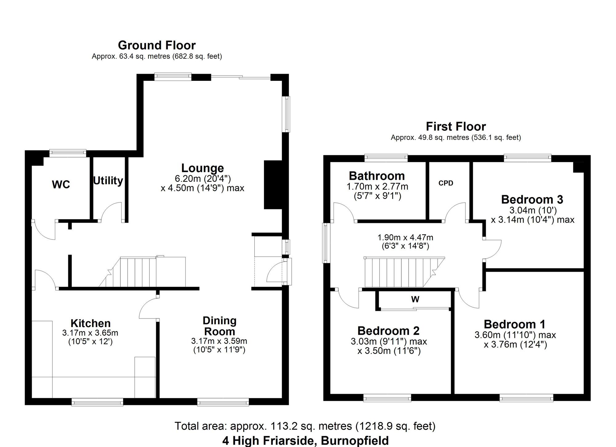 Floorplan of 3 bedroom  House to rent, High Friarside, Burnopfield, Durham, NE16