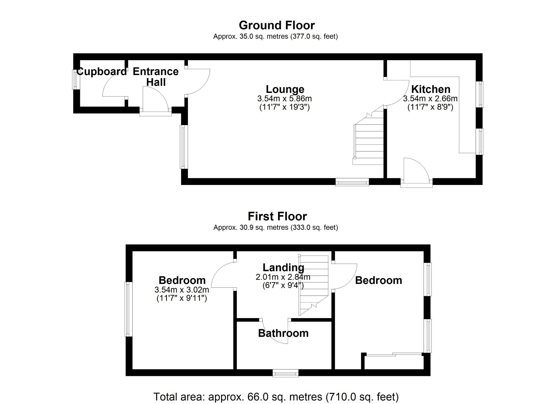 Floorplan of 2 bedroom Semi Detached House for sale, Collingdon Green, High Spen, Rowlands Gill, NE39