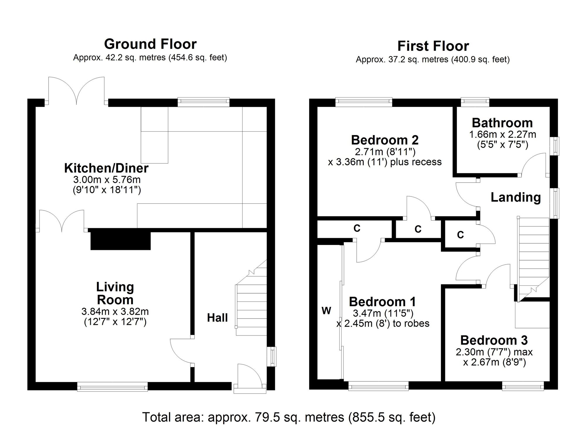 Floorplan of 3 bedroom Semi Detached House for sale, Leazes View, Rowlands Gill, NE39