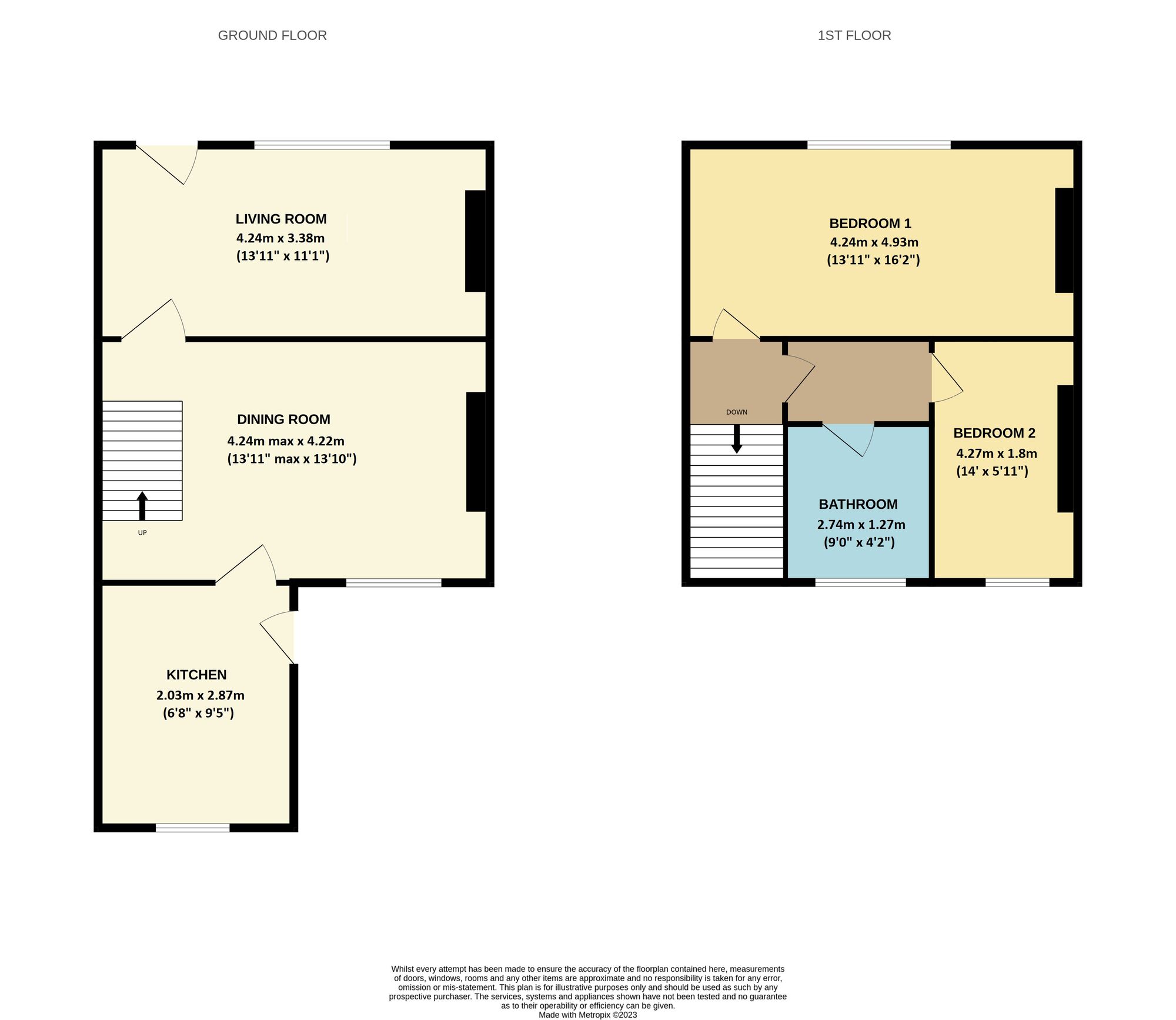 Floorplan of 2 bedroom Mid Terrace House for sale, Forth Street, Chopwell, Newcastle upon Tyne, NE17