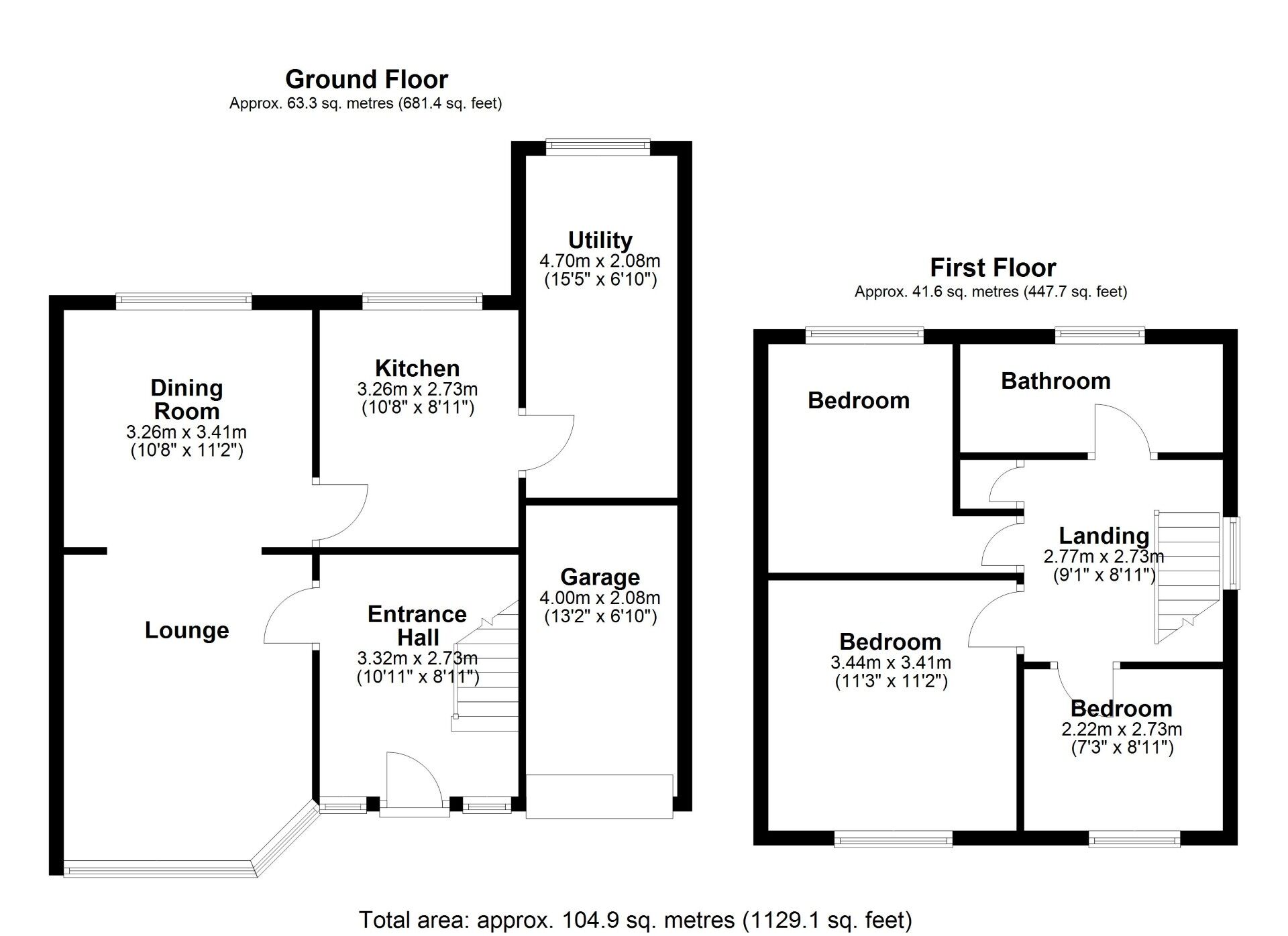 Floorplan of 3 bedroom Semi Detached House for sale, Deneway, Rowlands Gill, Tyne and Wear, NE39