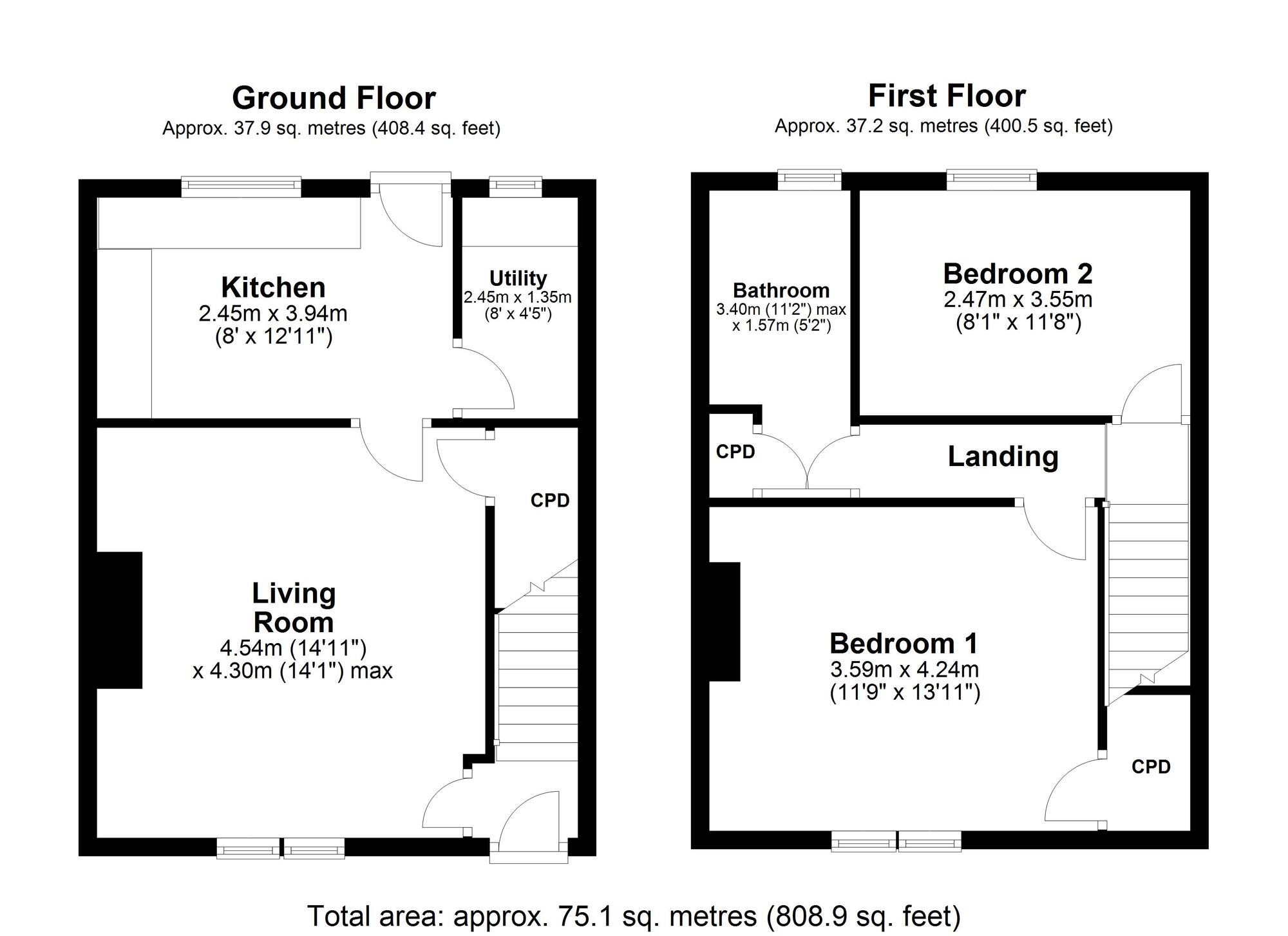 Floorplan of 2 bedroom Mid Terrace House for sale, Syke Road, Burnopfield, Durham, NE16