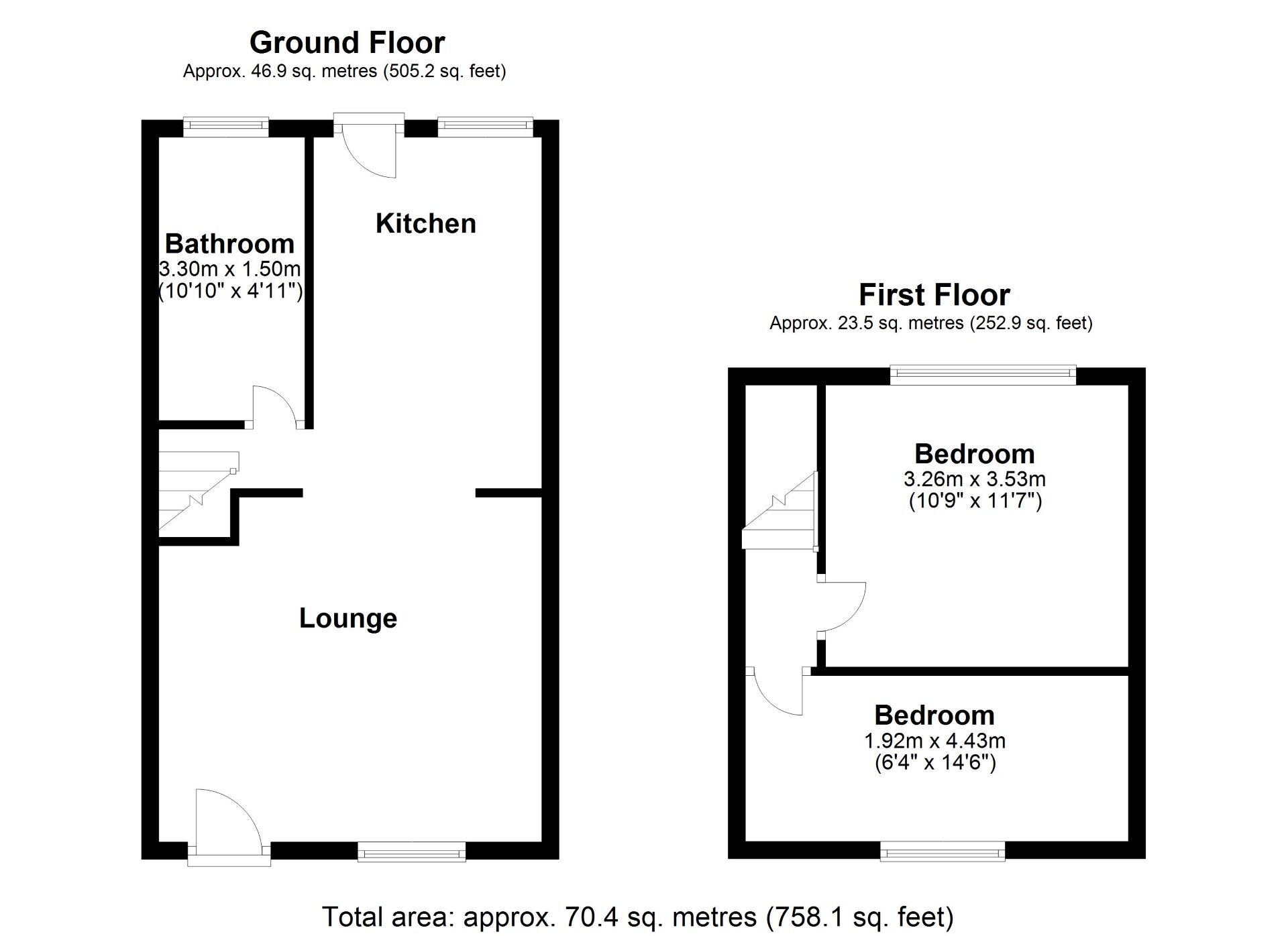 Floorplan of 2 bedroom Mid Terrace House for sale, Blyth Street, Chopwell, Tyne and Wear, NE17