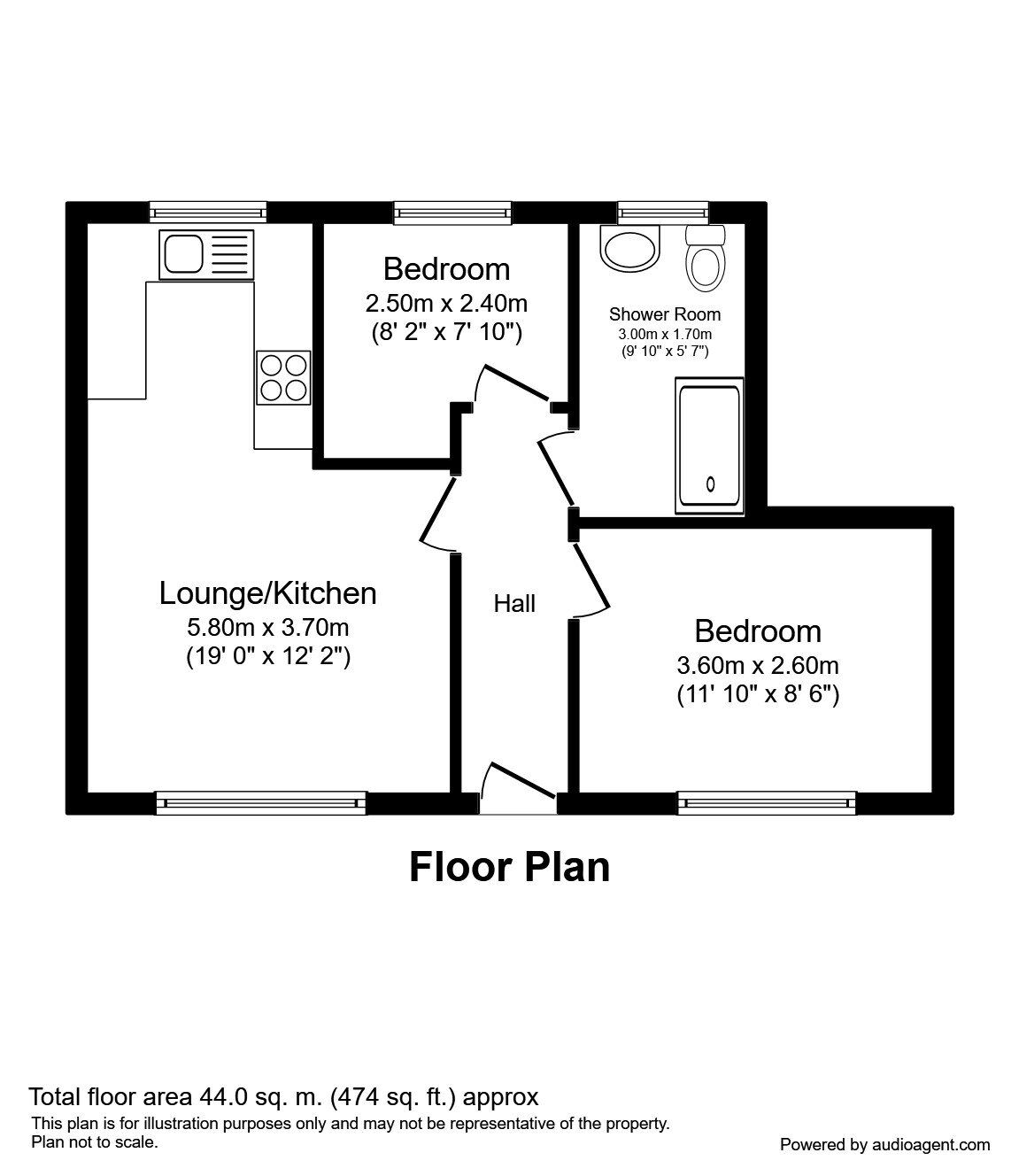 Floorplan of 2 bedroom Semi Detached Bungalow to rent, South Sherburn, Rowlands Gill, Tyne and Wear, NE39