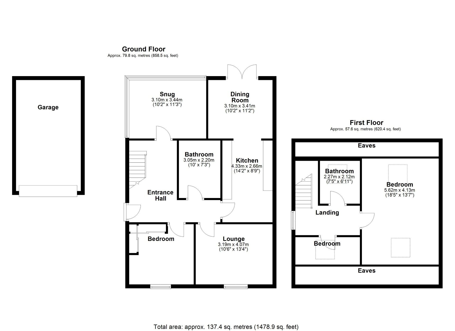 Floorplan of 3 bedroom Semi Detached Bungalow for sale, Thornley Lane, Rowlands Gill, Tyne and Wear, NE39