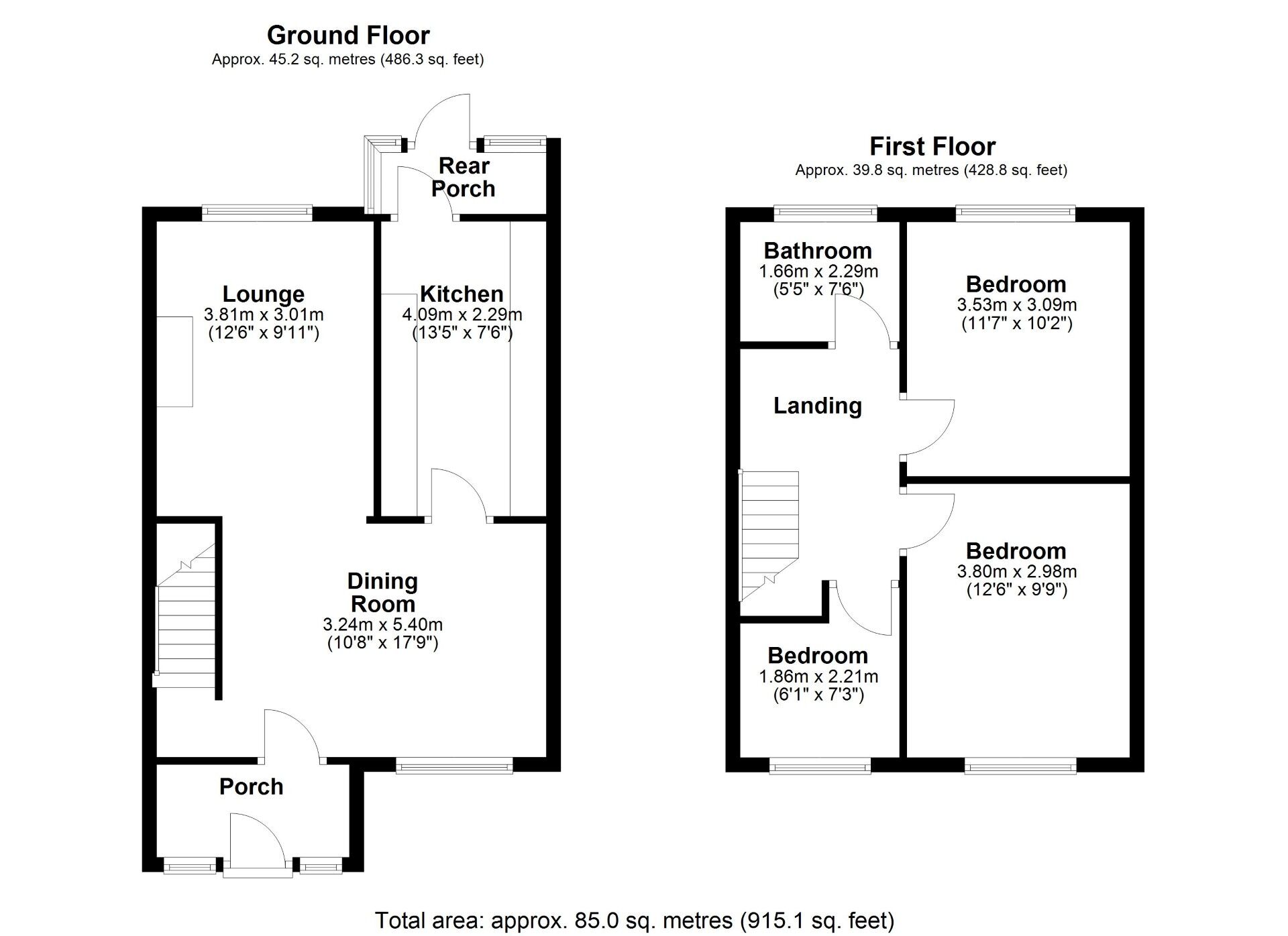 Floorplan of 3 bedroom End Terrace House for sale, Hillcroft, Rowlands Gill, Tyne and Wear, NE39