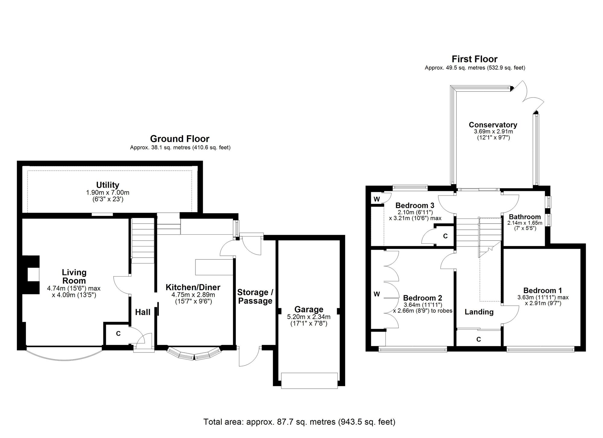 Floorplan of 3 bedroom Semi Detached House for sale, Sherburn Park Drive, Rowlands Gill, Tyne and Wear, NE39