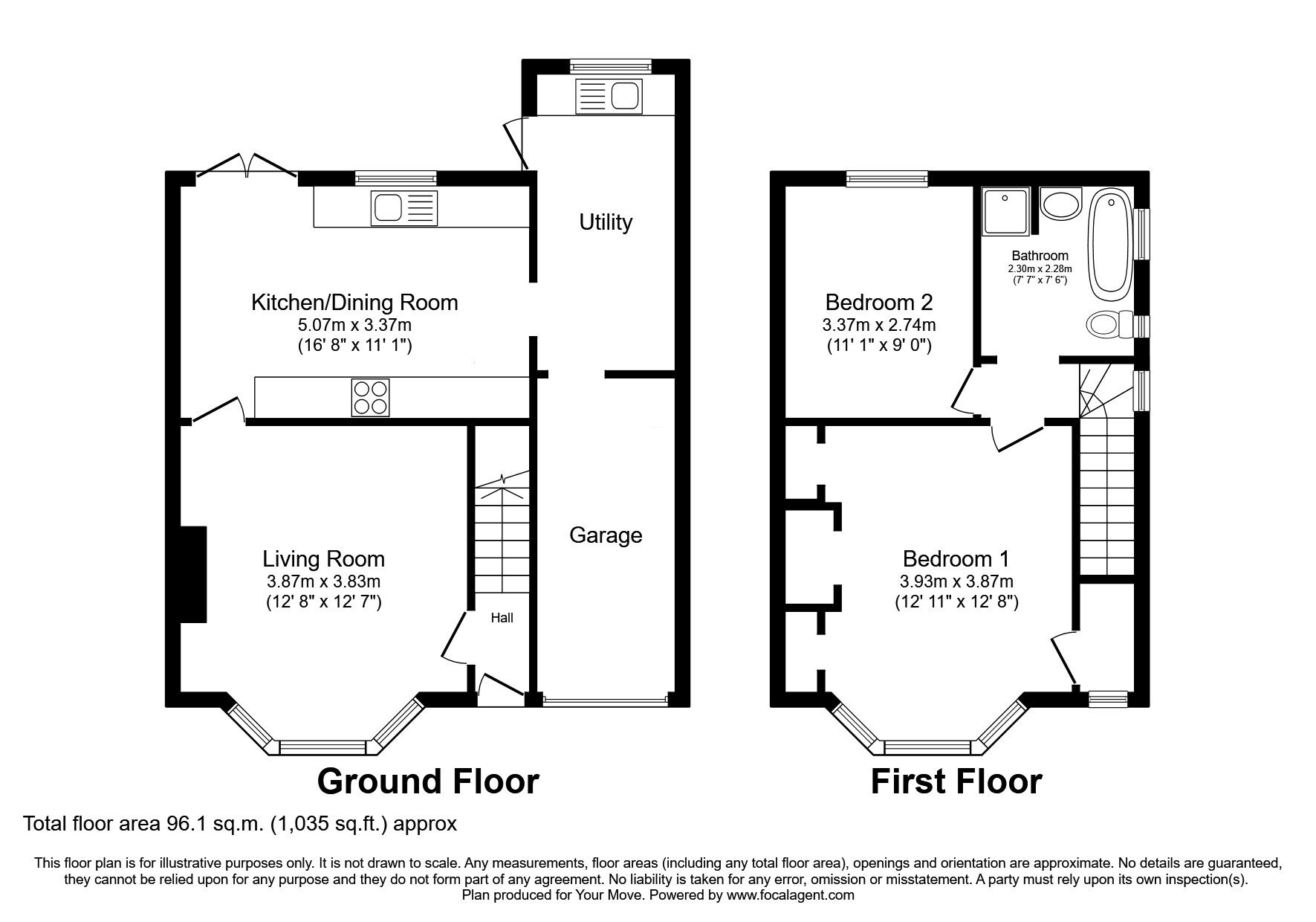 Floorplan of 2 bedroom Semi Detached House for sale, Fossway, Newcastle upon Tyne, Tyne and Wear, NE6