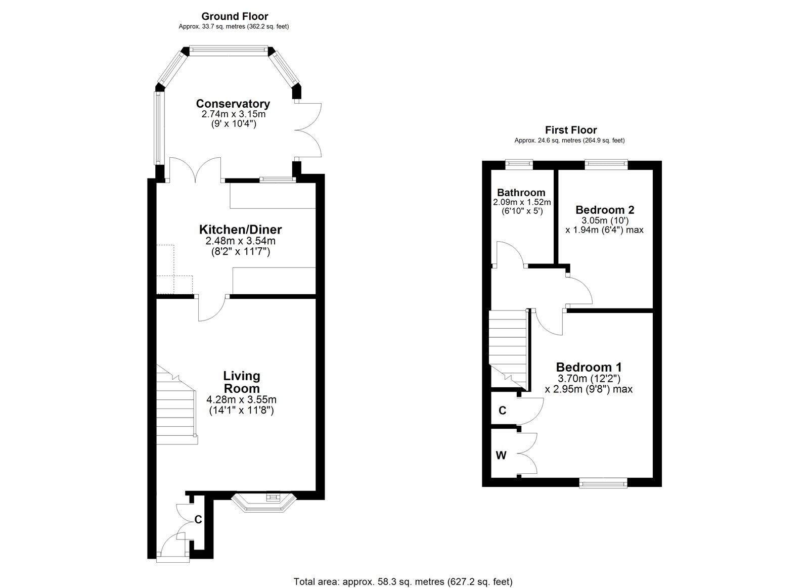 Floorplan of 2 bedroom Semi Detached House for sale, Spen Burn, High Spen, Tyne and Wear, NE39