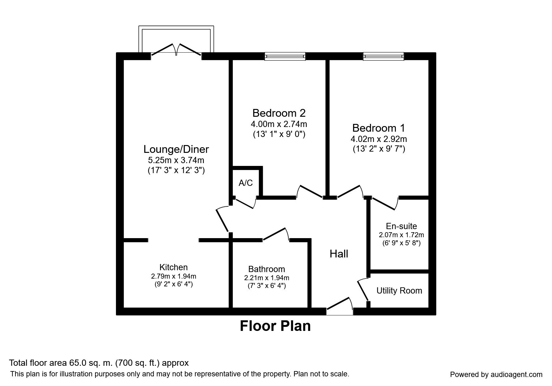 Floorplan of 2 bedroom  Flat for sale, Diamond Close, Sittingbourne, Kent, ME10