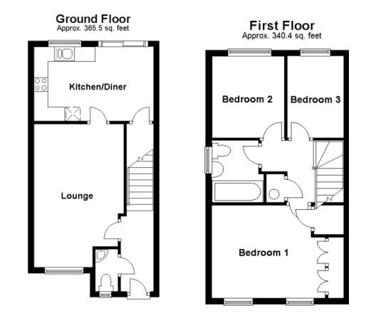 Floorplan of 3 bedroom End Terrace House for sale, Jade Close, Sittingbourne, Kent, ME10