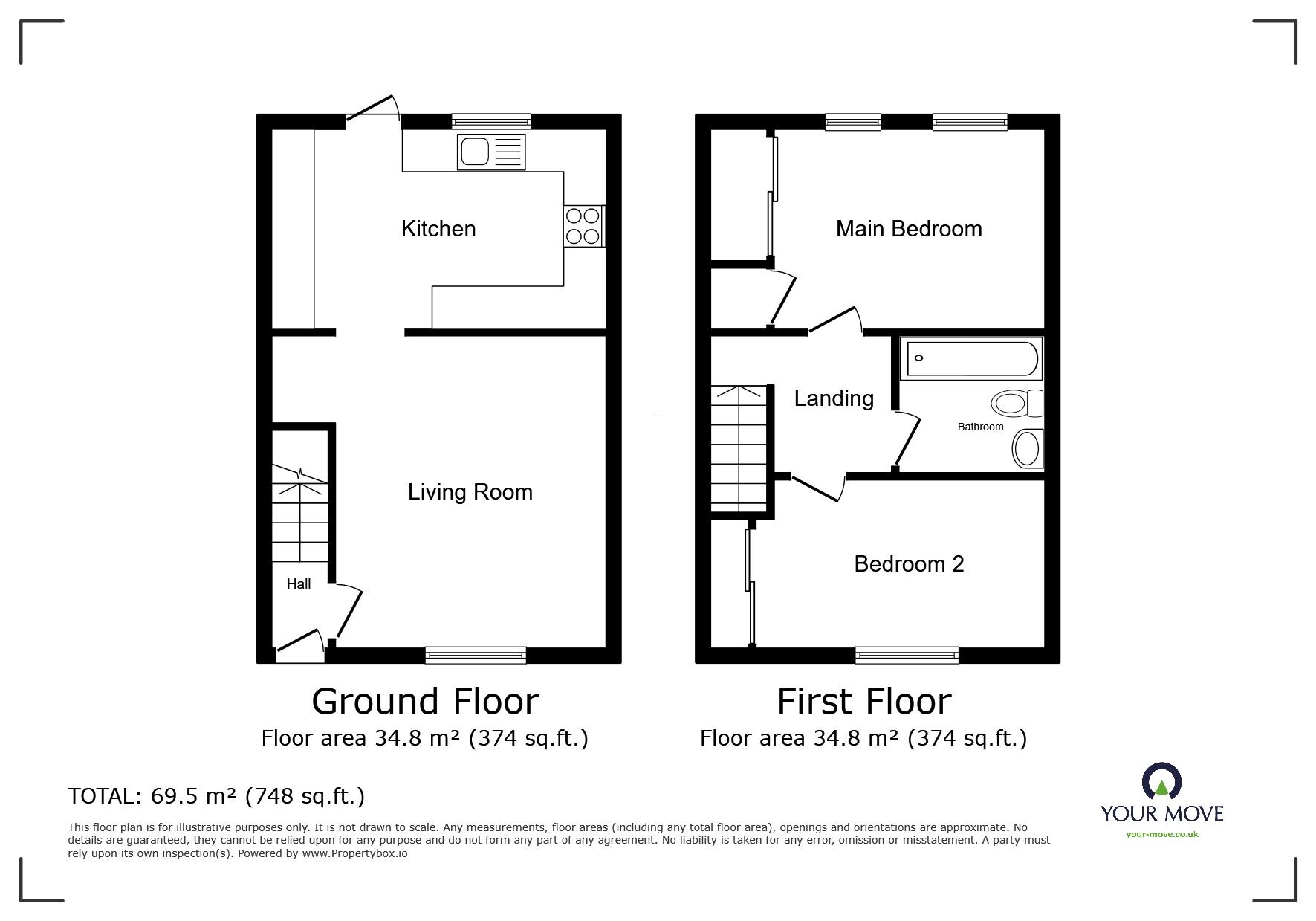 Floorplan of 2 bedroom Mid Terrace House for sale, Ashington Close, Sittingbourne, Kent, ME10